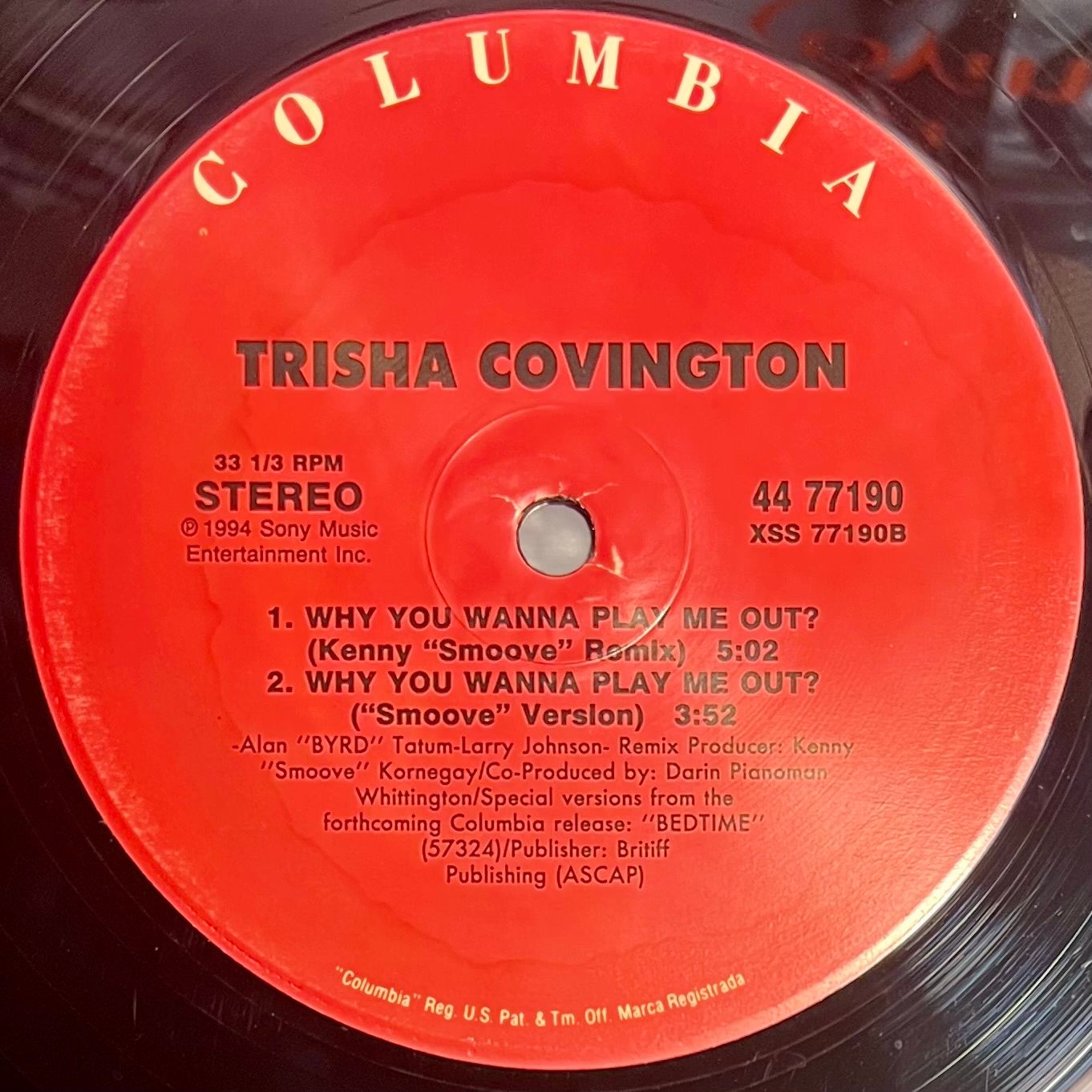 Trisha Covington - Why You Wanna Play Me Out? [Vinyl EP 12" - 1st US Press - 1994 - VG+/VG+] R&B | Columbia (44 77190) - 4