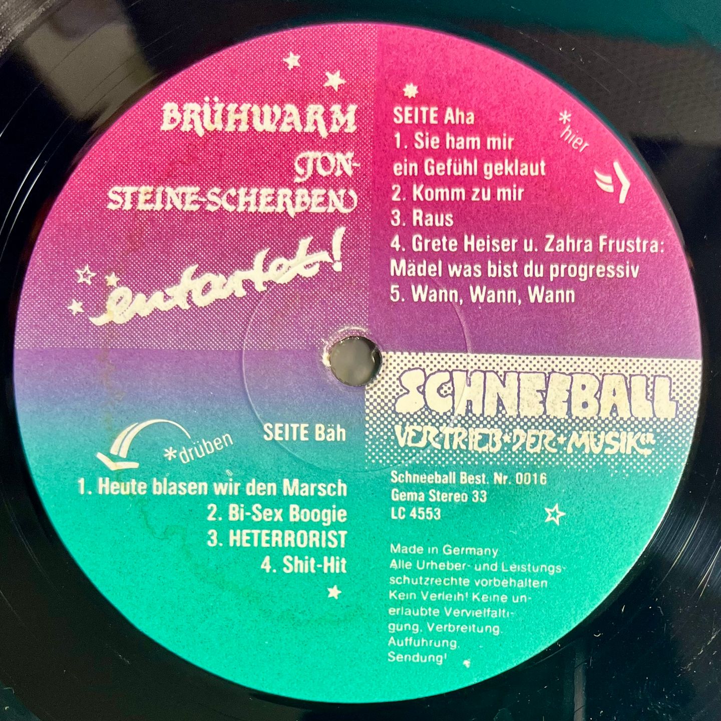 Brühwarm Mit Musik Von Ton Steine Scherben - Entartet! | Schneeball (0016) - 4