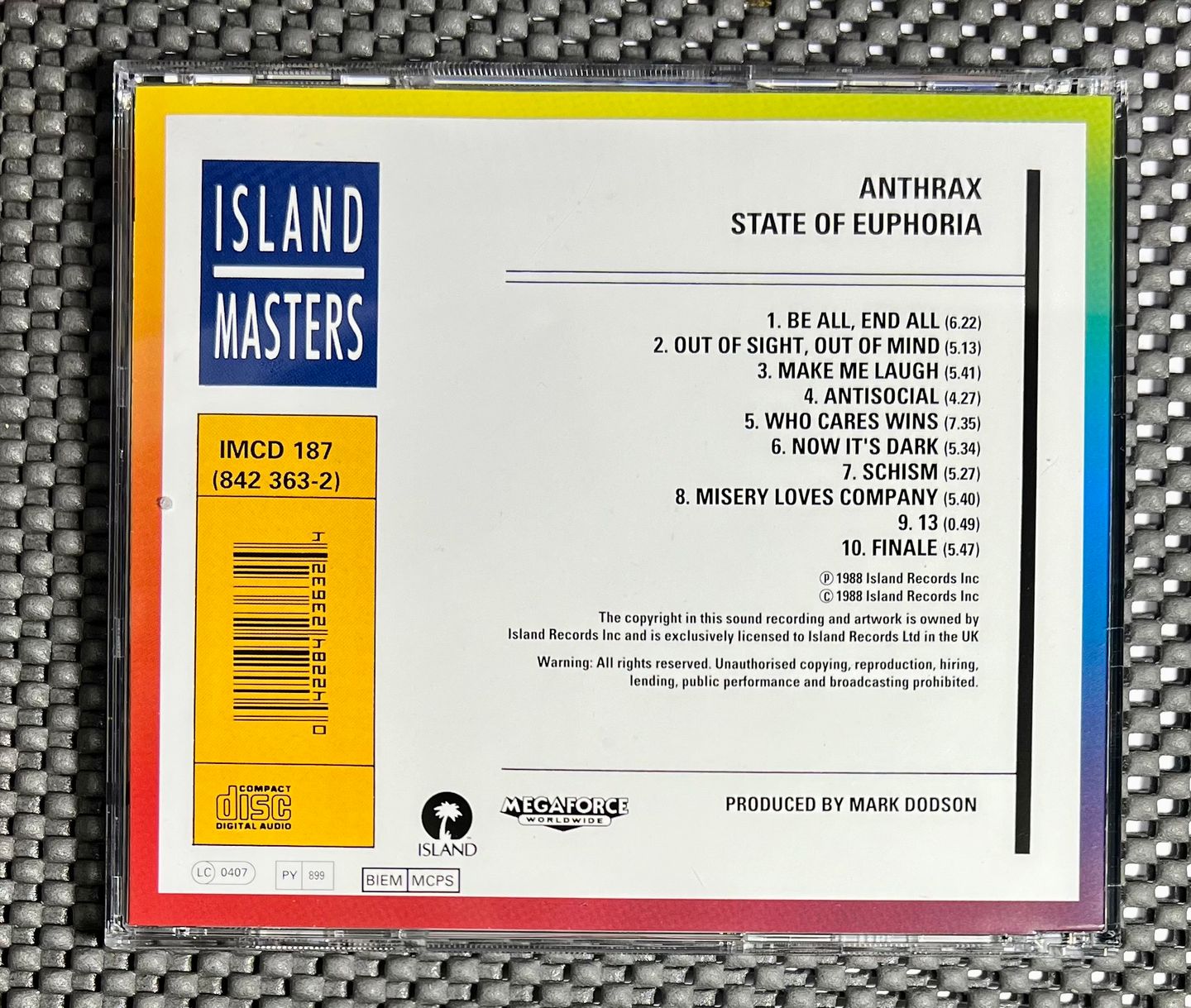 Anthrax - State Of Euphoria | Island Records (IMCD 187) - 2