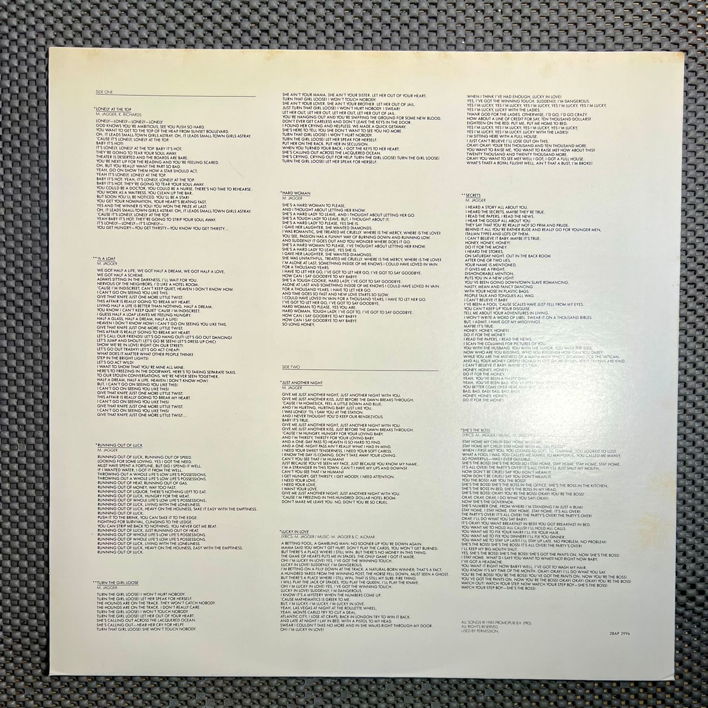 Mick Jagger - She's The Boss [Vinyl LP - 1st Japan Press - 1985 - NM/Mint] Rock | CBS/Sony (28AP 2996) - 8