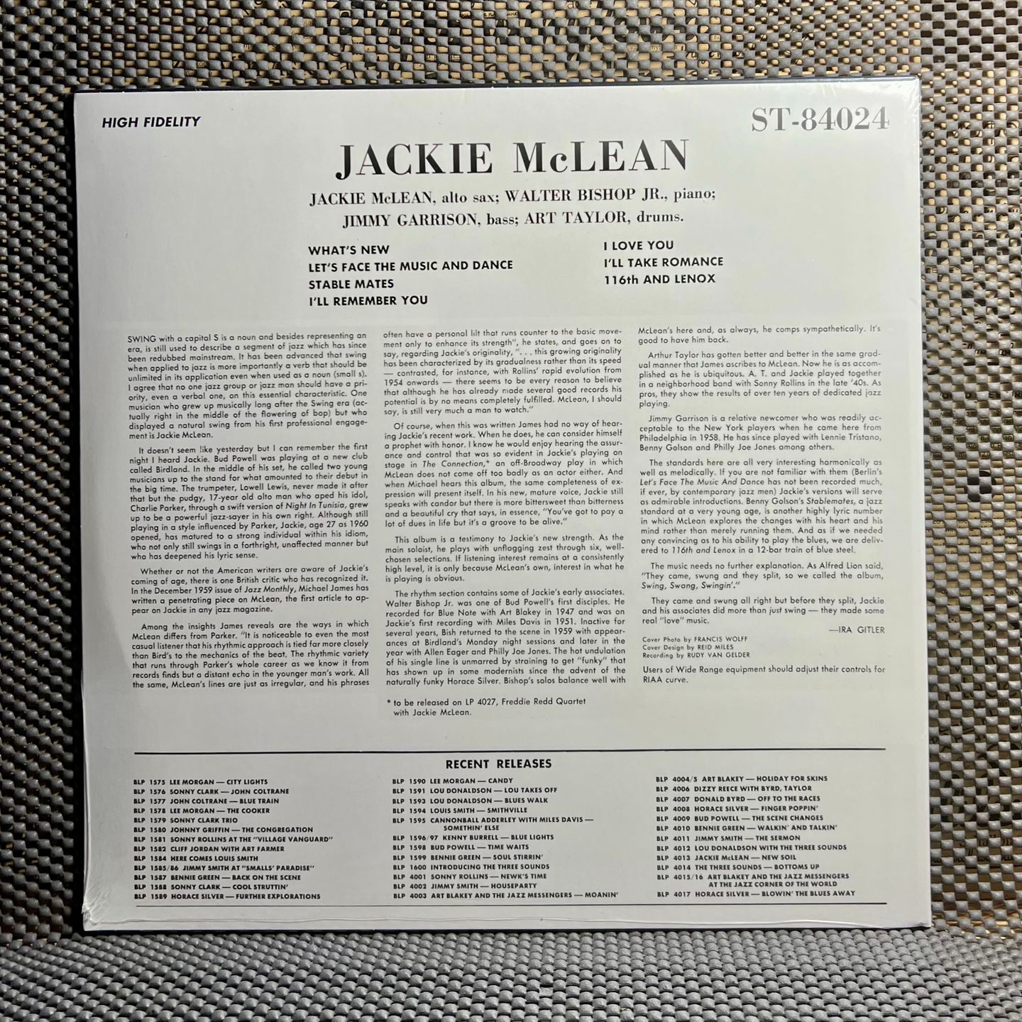 Jackie McLean - Swing, Swang, Swingin' [Vinyl LP - FR - 2019 - Remastered & Limited - Mint & Sealed] Jazz | Rat Pack Records (BST 84024) - 2