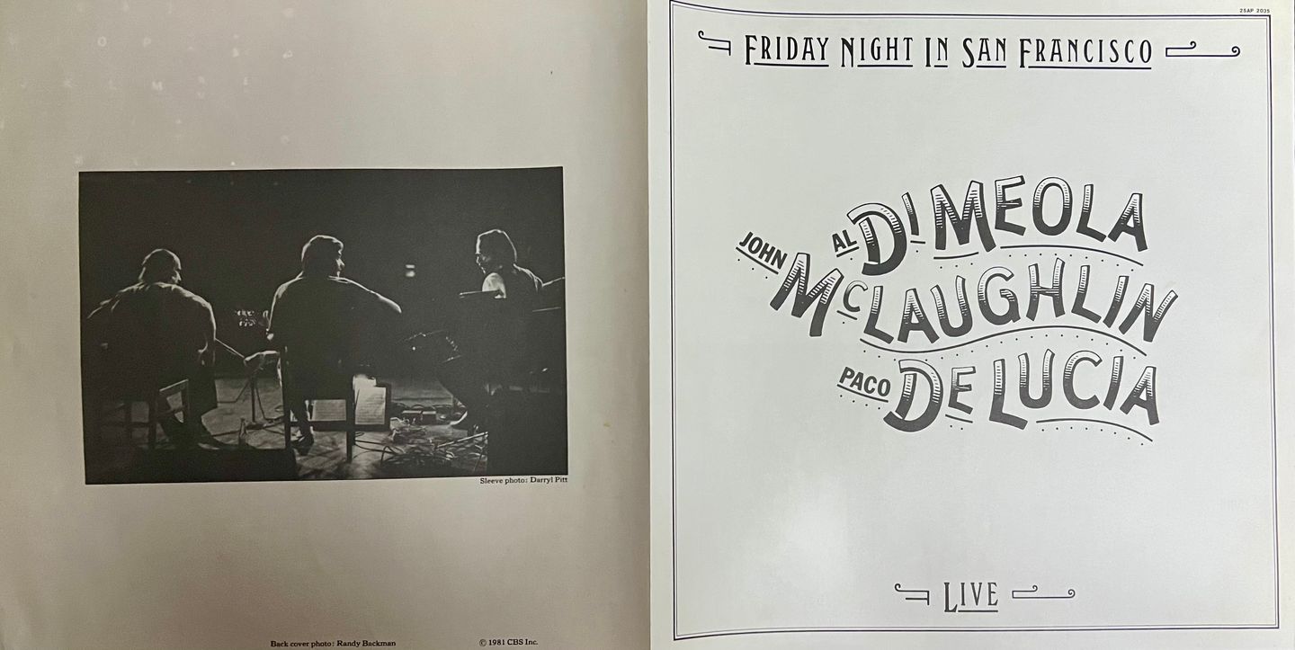 Al Di Meola / John McLaughlin / Paco De Lucía - Friday Night In San Francisco [Vinyl LP - 1st Japan Press - 1981 - 25AP 2035 - Mint/NM] Jazz Fusion | CBS/Sony (25AP 2035) - 6
