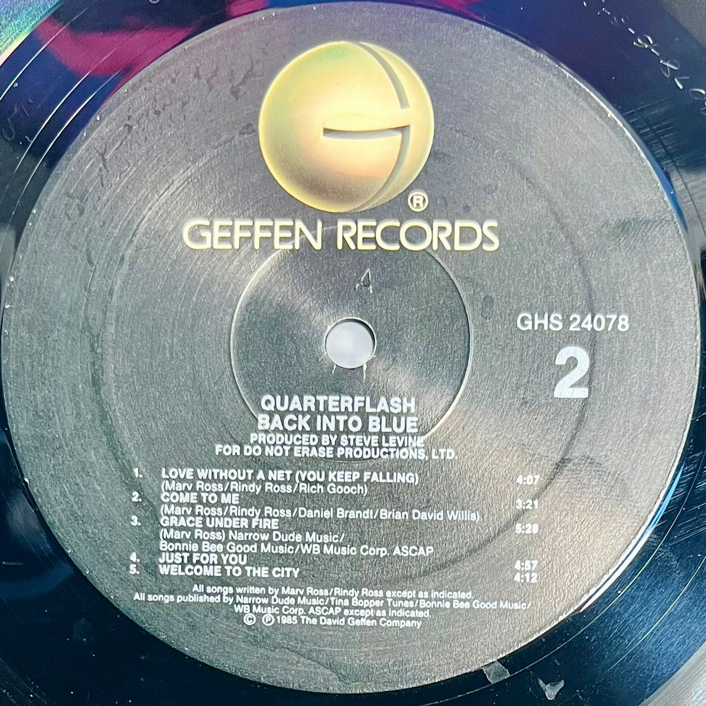 Quarterflash - Back Into Blue [Vinyl LP - 1st US Press - 1985 - GHS 24078 - EX/NM] Pop Rock | Geffen Records (GHS 24078) - 6