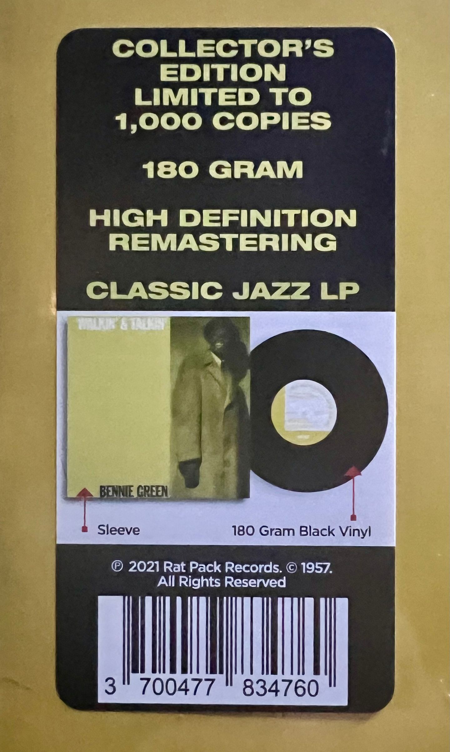 Bennie Green - Walkin' And Talkin'  [Vinyl LP - UK 2021 - Rat Pack 4010 - Mint & Sealed] Jazz | Rat Pack Records (BLP 4010) - 3