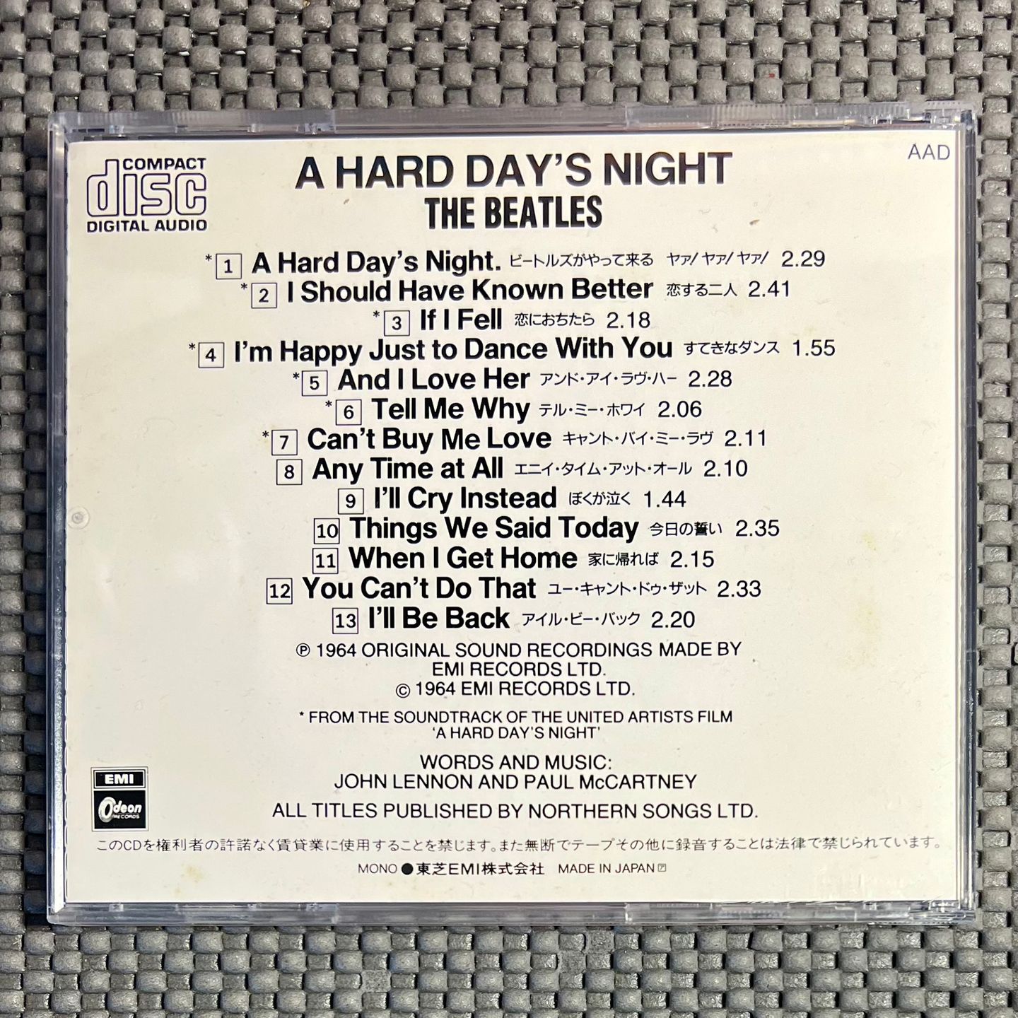 The Beatles - A Hard Day's Night [CD - Japan Press - Mono Remaster - NM to Mint] | Odeon (CP25-5753) - 2