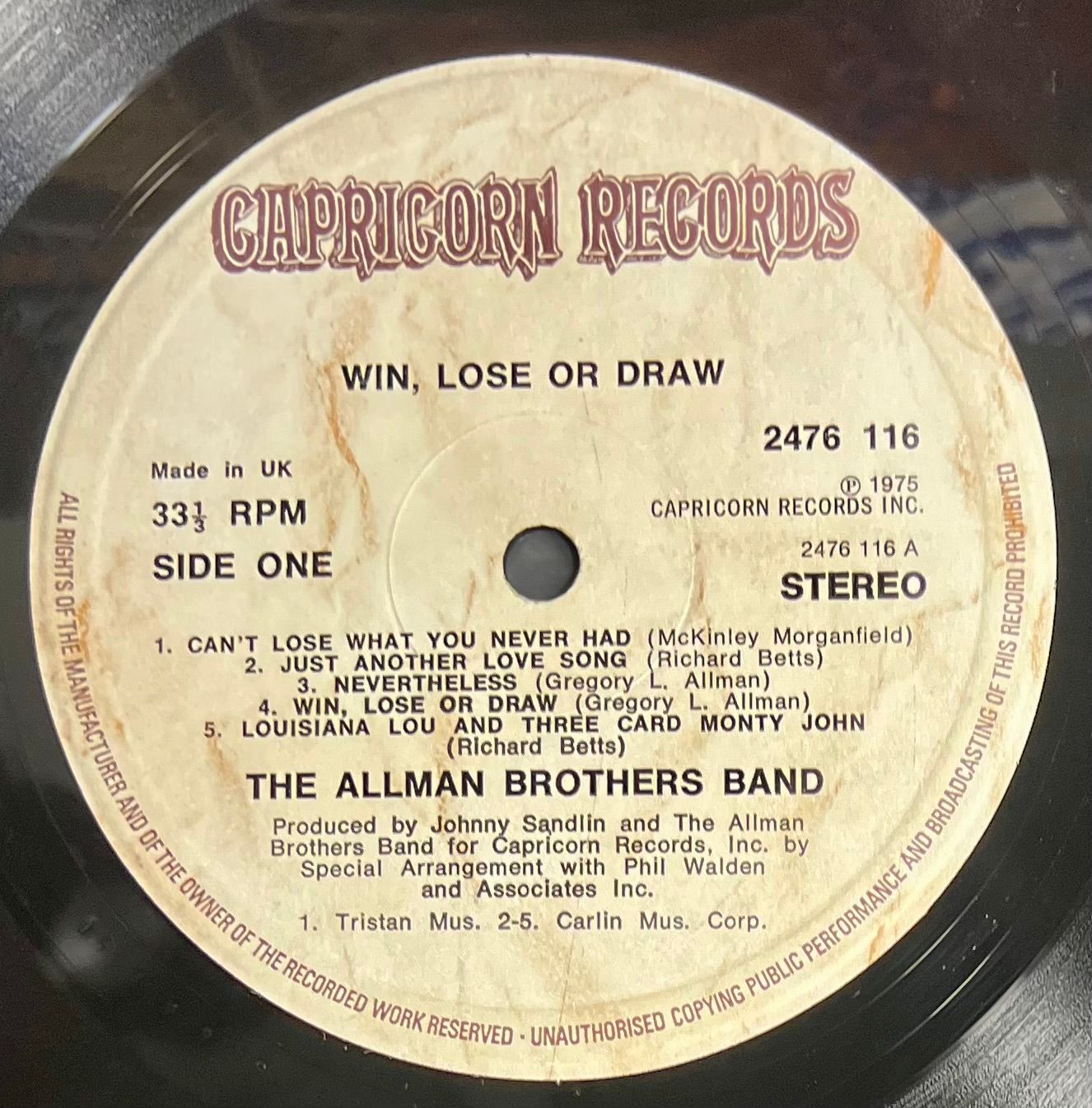 The Allman Brothers Band - Win, Lose Or Draw | Capricorn Records (2476 116) - 5