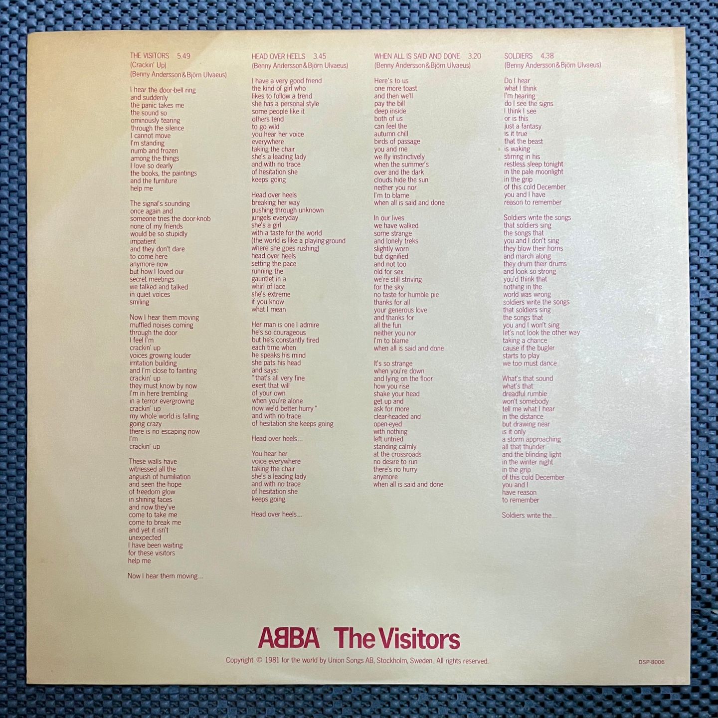 ABBA - The Visitors [Vinyl LP – 1st Japan Press – 1981 – DSP-8006 - Mint] Disco | Discomate (DSP-8006) - 8