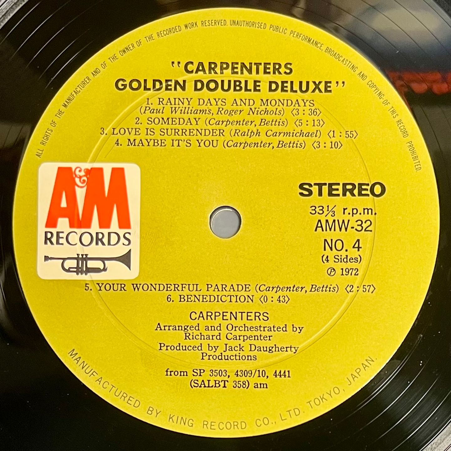 Carpenters - Golden Double Deluxe [2x LP - 1st Japan Press - 1972 - EX/NM] | A&M Records (AMW-31~32) - 4