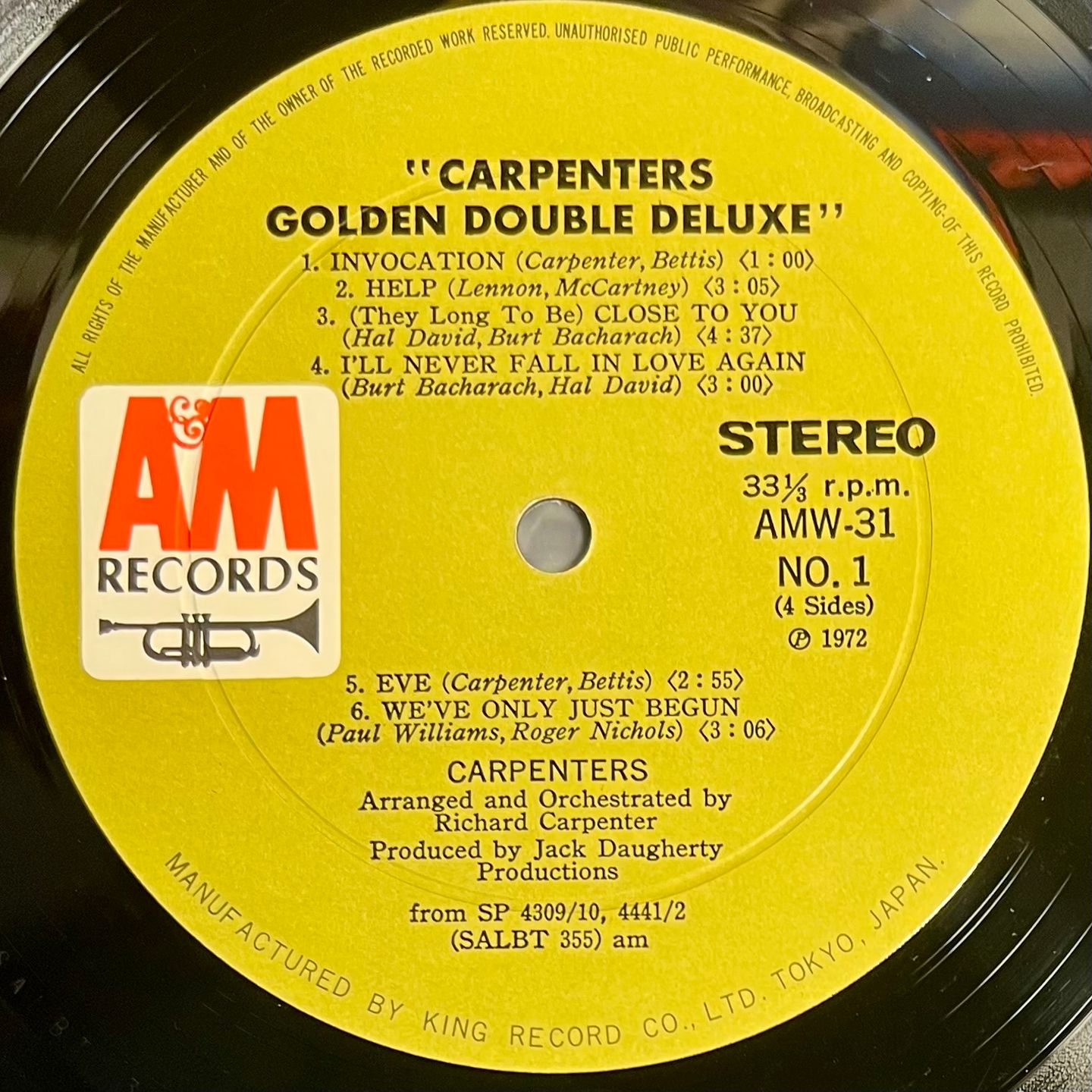 Carpenters - Golden Double Deluxe [2x LP - 1st Japan Press - 1972 - EX/NM] | A&M Records (AMW-31~32) - 7