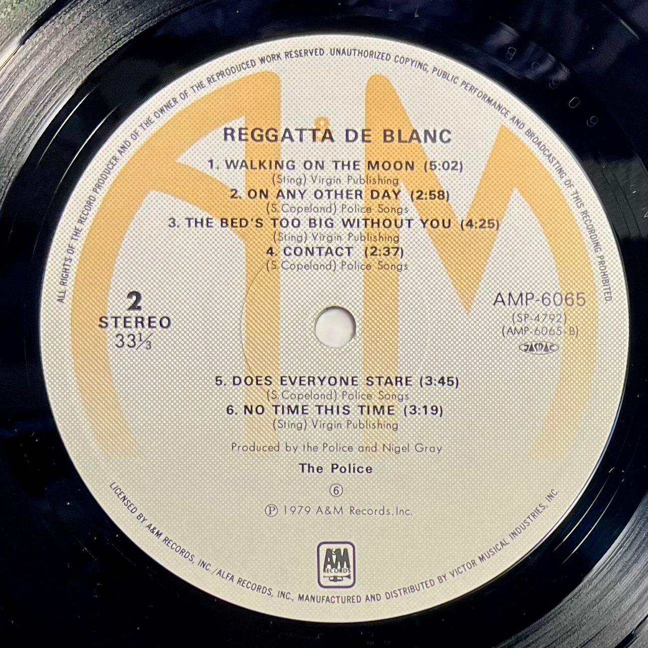 The Police - Reggatta De Blanc [Vinyl LP - 1st Japan Press - 1979 - A&M Records AMP-6065 - NM/NM, no obi, with Insert] Pop Rock | A&M Records (AMP-6065) - 5