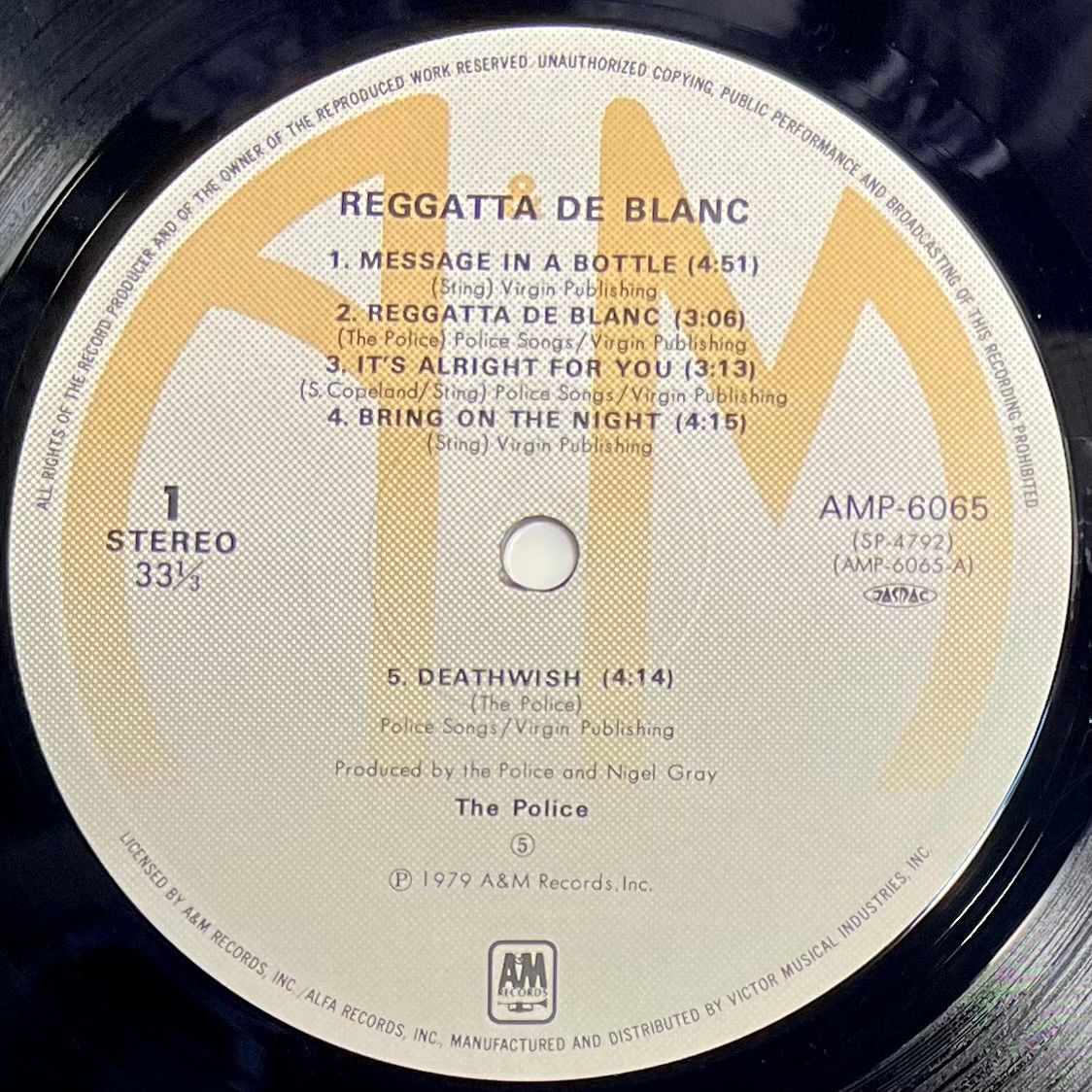 The Police - Reggatta De Blanc [Vinyl LP - 1st Japan Press - 1979 - A&M Records AMP-6065 - NM/NM, no obi, with Insert] Pop Rock | A&M Records (AMP-6065) - 4