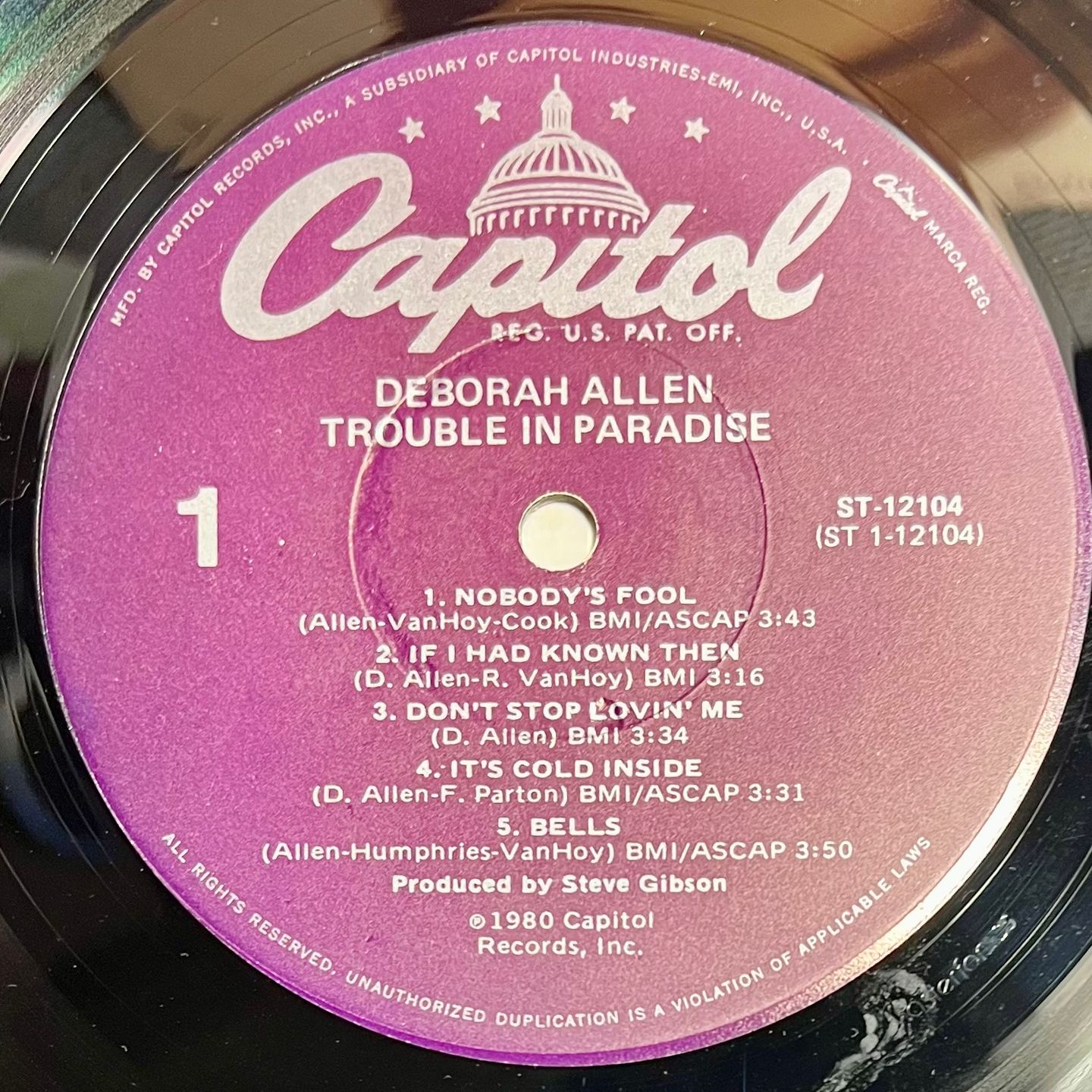 Deborah Allen - Trouble In Paradise [Vinyl LP - 1st US Press - 1980 - ST-12104 - EX to NM] Country Folk | Capitol Records (ST-12104) - 4
