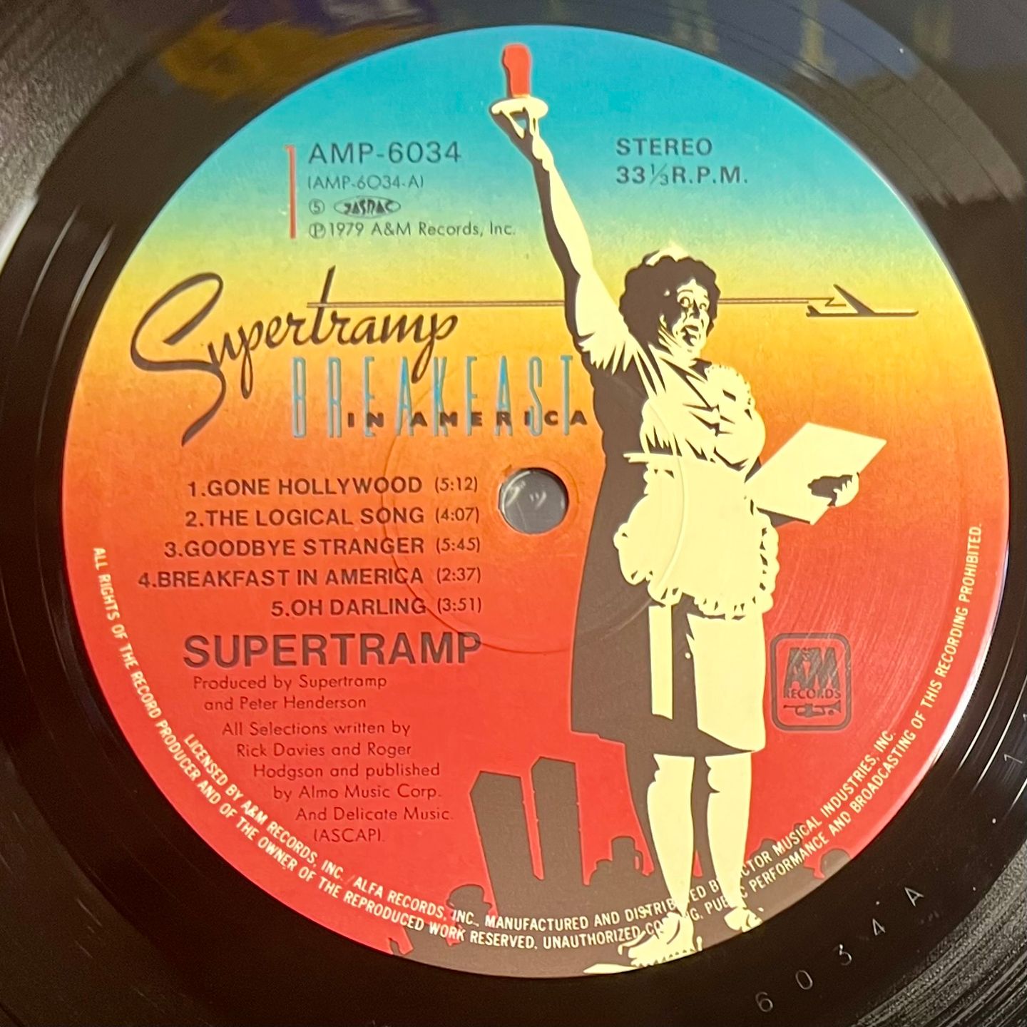 Supertramp - Breakfast In America [Vinyl LP - 1st Japan Press - 1979 - A&M Records AMP-6034 - NM/NM with Obi & Insert] Pop Rock | A&M Records (AMP-6034) - 4
