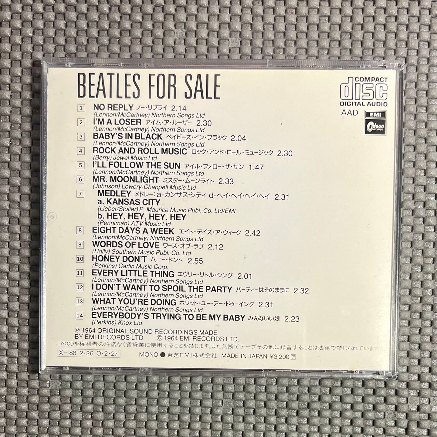 The Beatles - Beatles For Sale [CD - Japan Press - Remastered - Mono - 1987 - Mint / Mint] | Odeon (CP32-5324) - 2