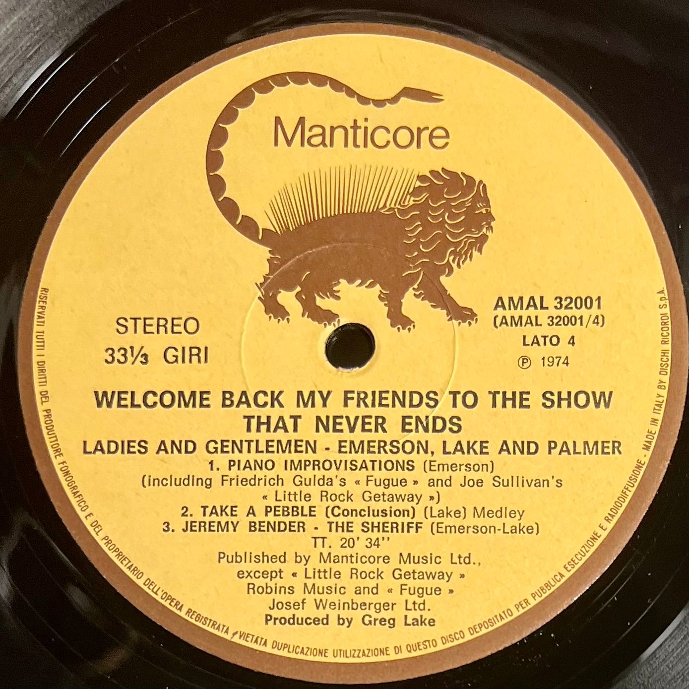 Emerson, Lake & Palmer - Welcome Back My Friends To The Show That Never Ends - Ladies And Gentlemen [3xLP OG Italy 1974 EX/VG] | Manticore (AMAL 32001) - 8