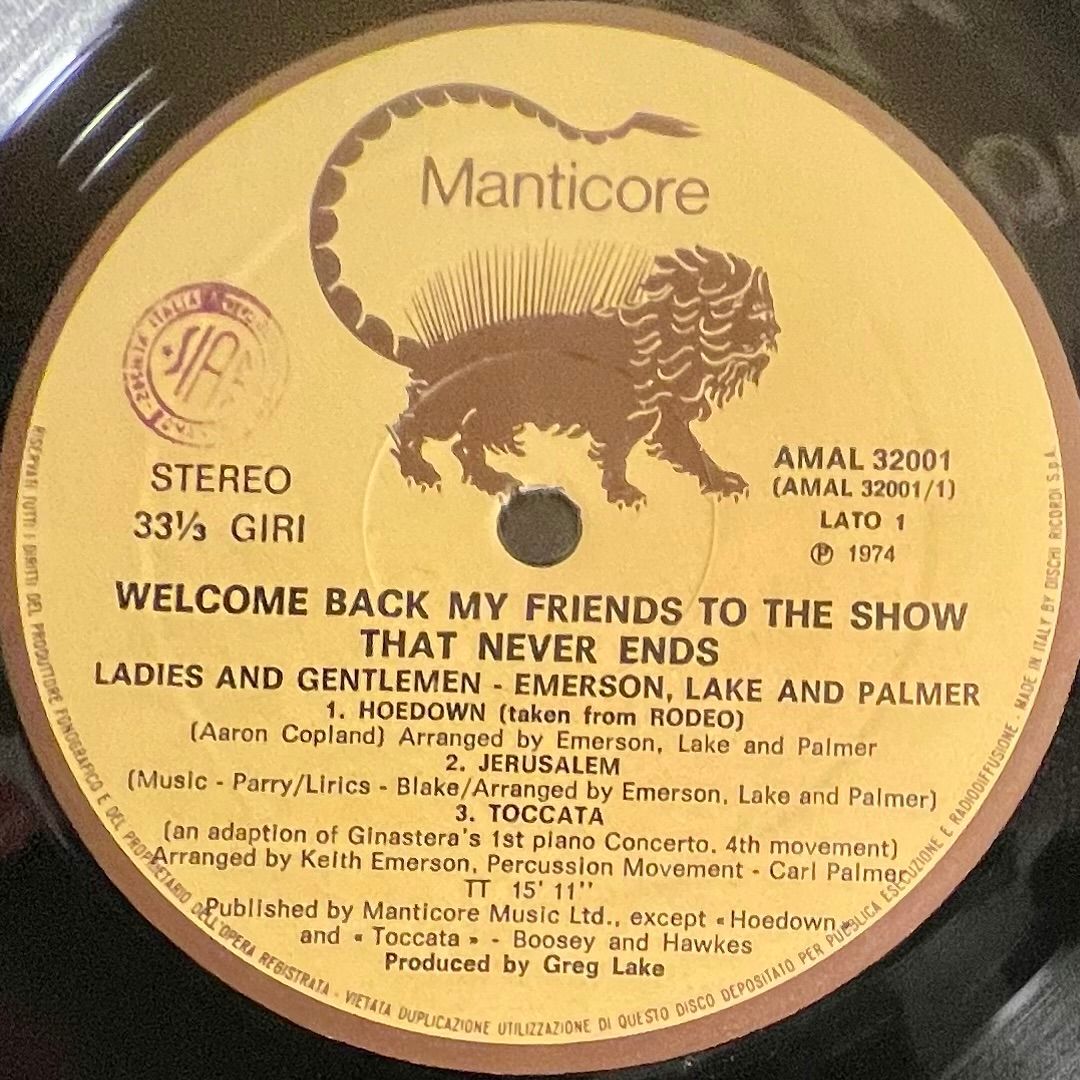 Emerson, Lake & Palmer - Welcome Back My Friends To The Show That Never Ends - Ladies And Gentlemen [3xLP OG Italy 1974 EX/VG] | Manticore (AMAL 32001) - 11