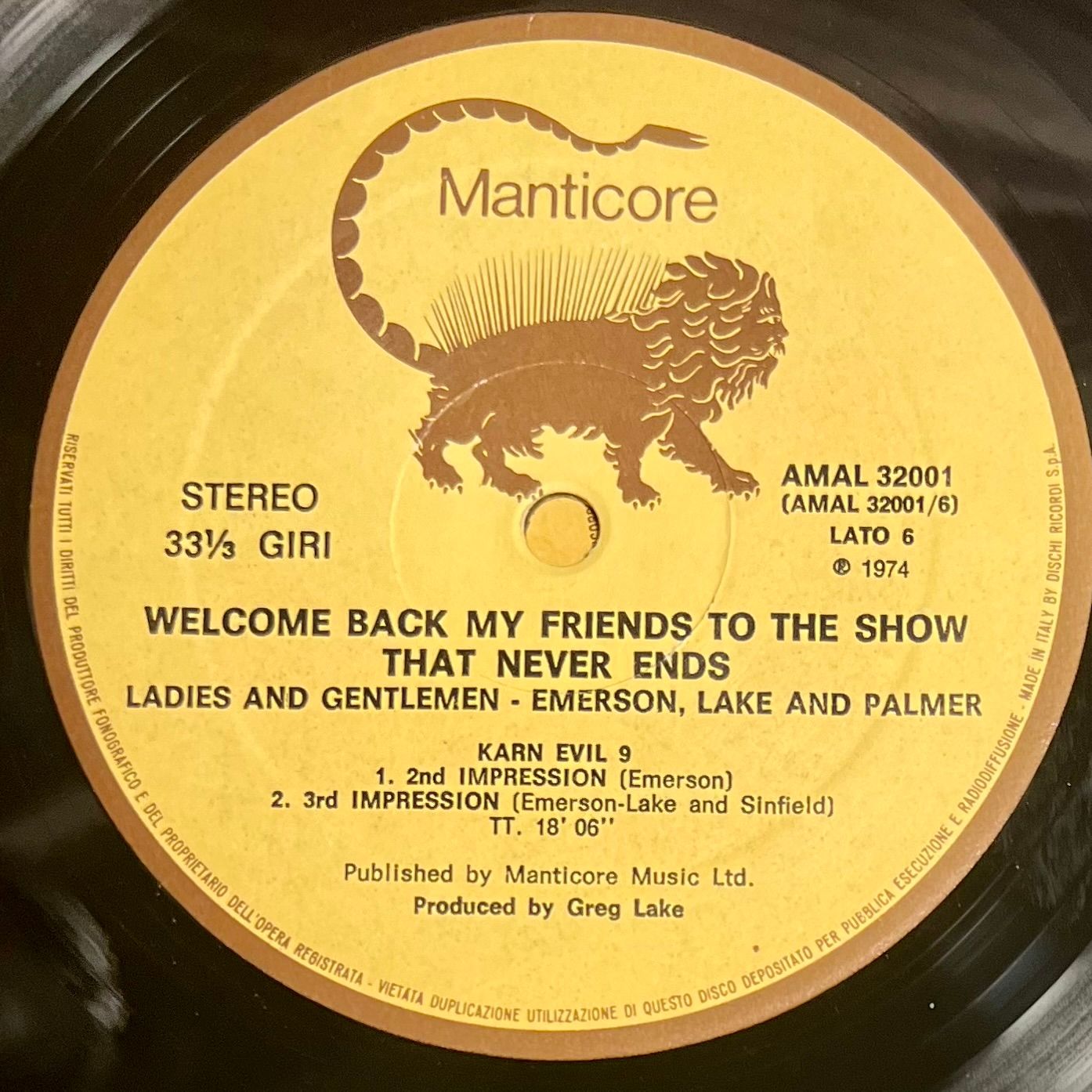 Emerson, Lake & Palmer - Welcome Back My Friends To The Show That Never Ends - Ladies And Gentlemen [3xLP OG Italy 1974 EX/VG] | Manticore (AMAL 32001) - 6