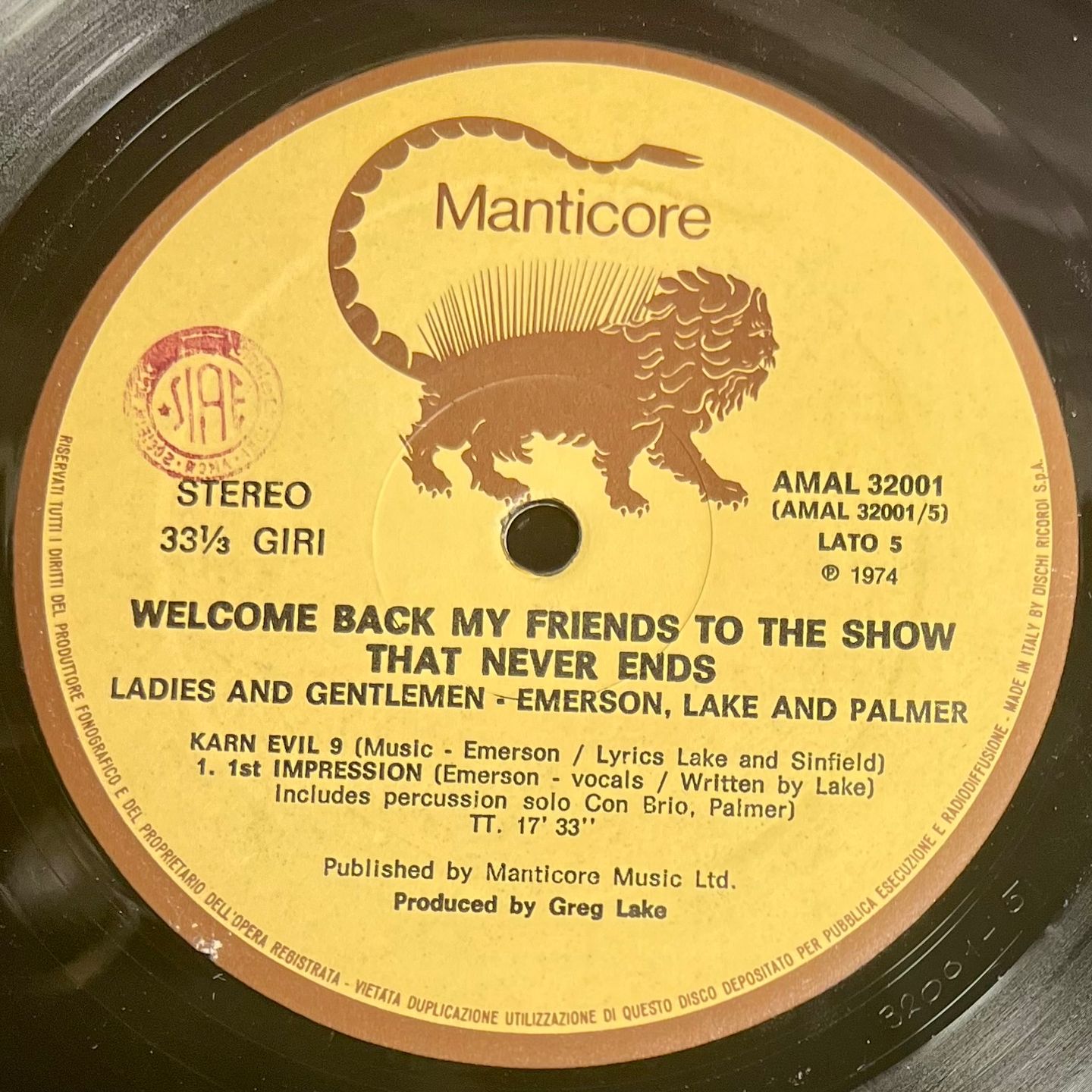 Emerson, Lake & Palmer - Welcome Back My Friends To The Show That Never Ends - Ladies And Gentlemen [3xLP OG Italy 1974 EX/VG] | Manticore (AMAL 32001) - 7