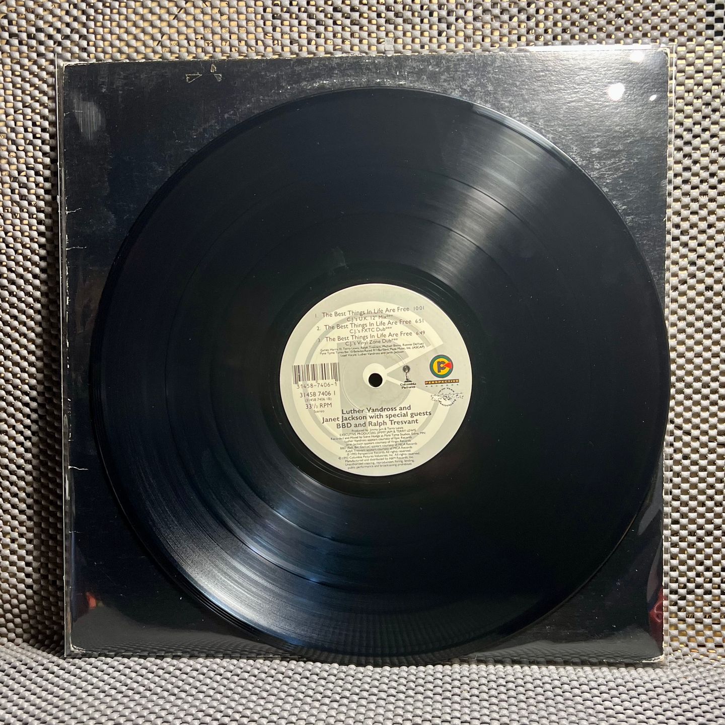 Luther Vandross & Janet Jackson - The Best Things In Life Are Free [Vinyl EP 12" - 1st US Press - 1992 - VG+/VG+] House | Perspective Records (31458 7406 1) - 3