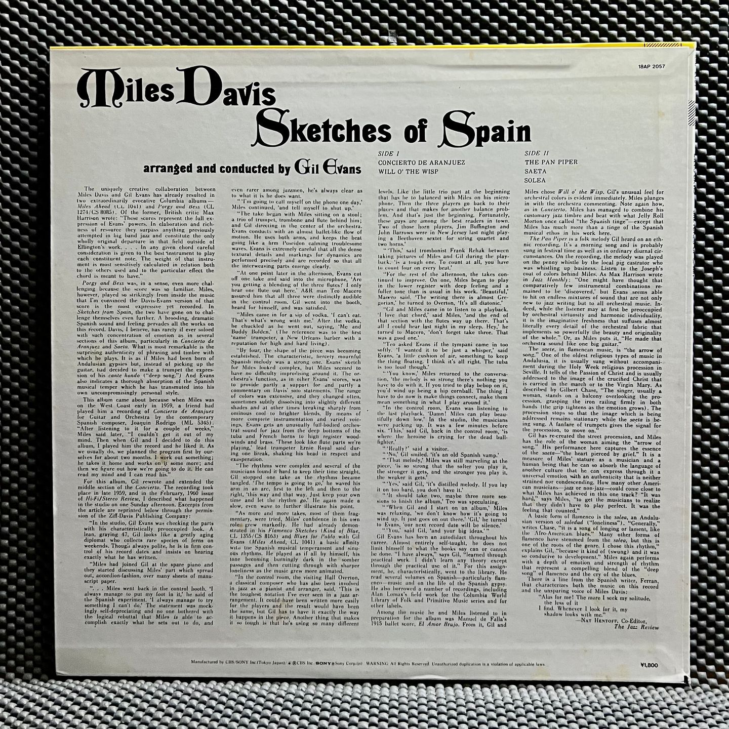Miles Davis - Sketches Of Spain [Vinyl LP - Japan Press - 1981 - 18AP 2057 - Mint/NM] Jazz | CBS/Sony (18AP 2057) - 3