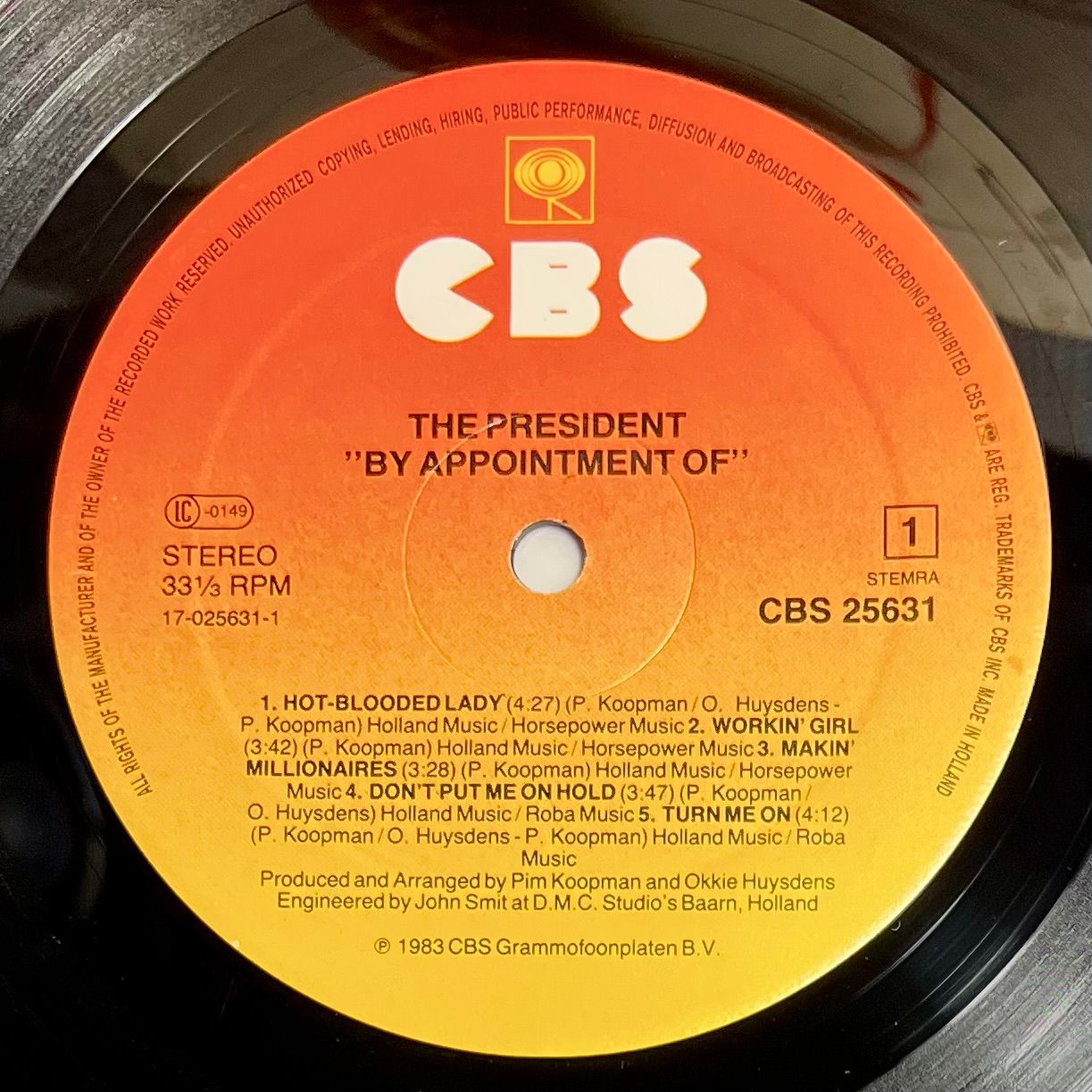 The President - By Appointment Of [Vinyl LP - 1st NL Press - 1983 - CBS 25631 - NM/NM] Pop Rock | CBS (CBS 25631) - 4