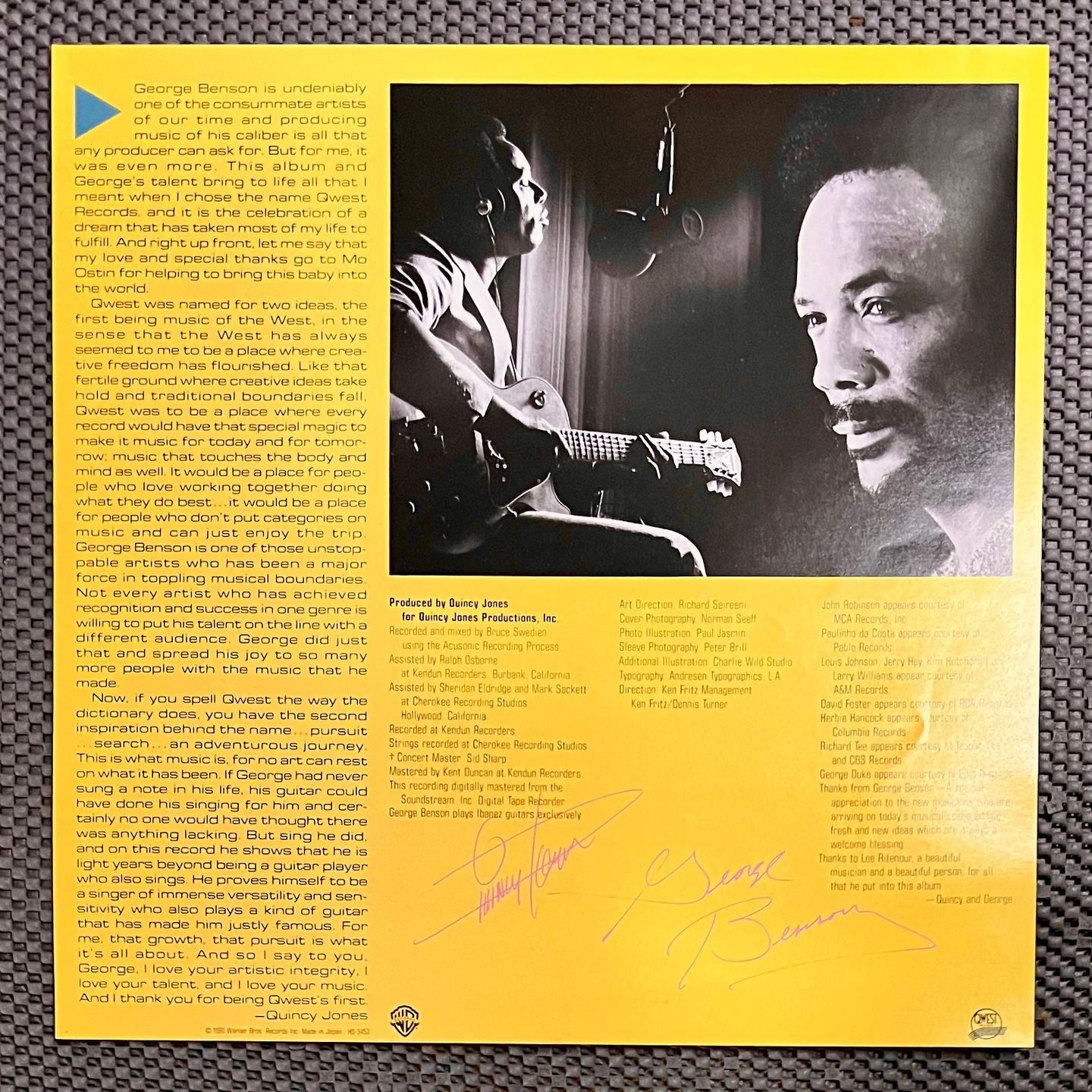 George Benson - Give Me The Night [Vinyl LP - 1st Japan Press - 1980 - P-10851W - NM to Mint] Jazz Funk | Warner Bros. Records (P-10851W) - 8