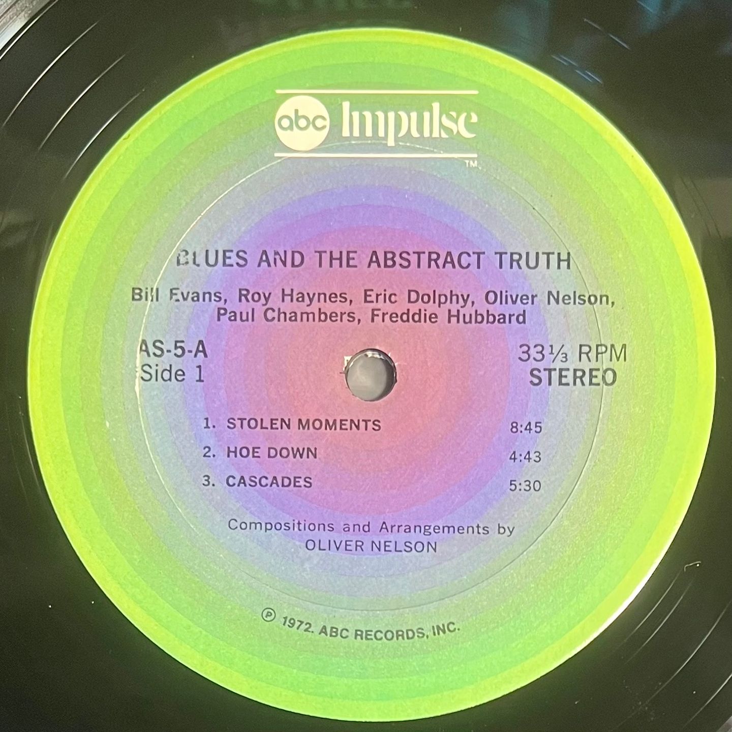 Oliver Nelson Starring Paul Chambers , Eric Dolphy , Bill Evans , Roy Haynes , Freddie Hubbard - The Blues And The Abstract Truth [LP - US Press - 1974 - EX/EX] | Impulse! (AS-5) - 3