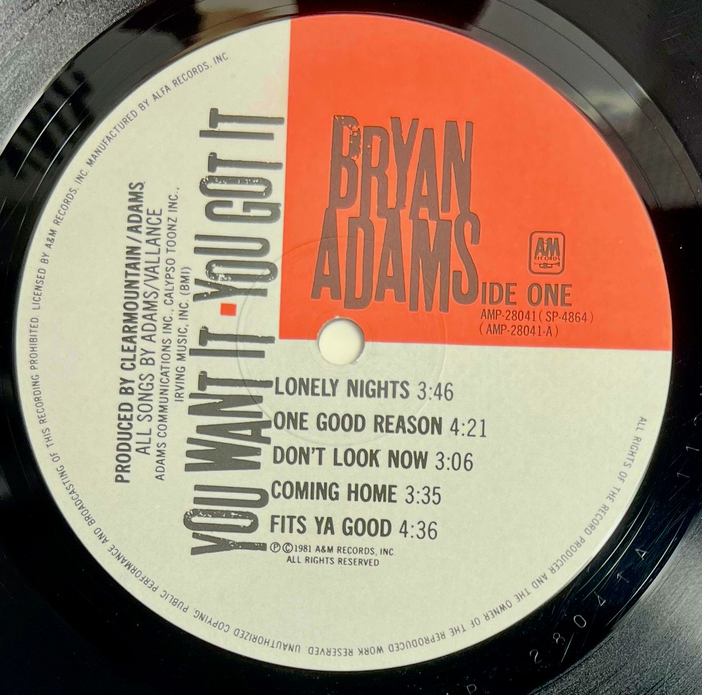 Bryan Adams - You Want It You Got It | A&M Records (AMP-28041) - 3
