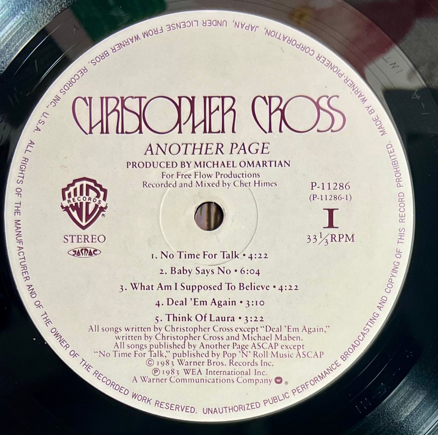 Christopher Cross - Another Page | Warner Bros. Records (P-11286) - 6