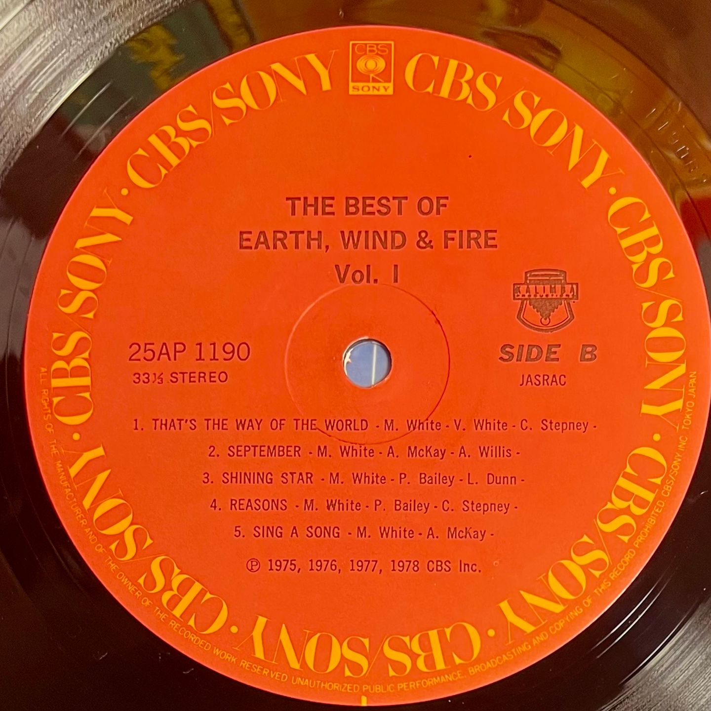 Earth, Wind & Fire - The Best Of Earth, Wind & Fire Vol. I [VINYL LP - 1st Japan Press - 1978 - EX/NM] | CBS/Sony (25AP 1190) - 6