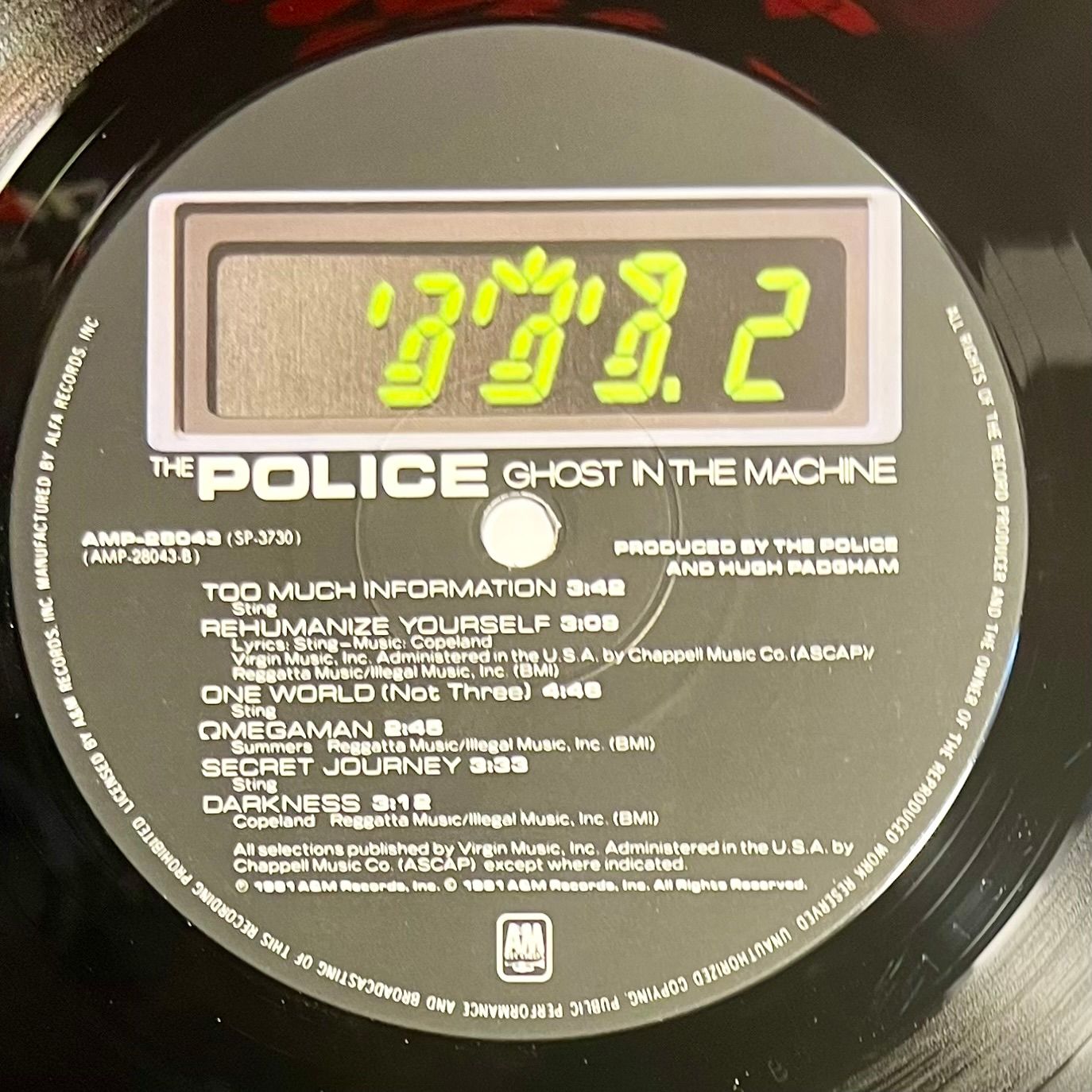 The Police - Ghost In The Machine [Vinyl LP - 1st Japan Press - 1st Obi - 1981 - A&M Records AMP-28043 - EX/EX with Obi & Insert] Pop Rock | A&M Records (AMP-28043) - 5