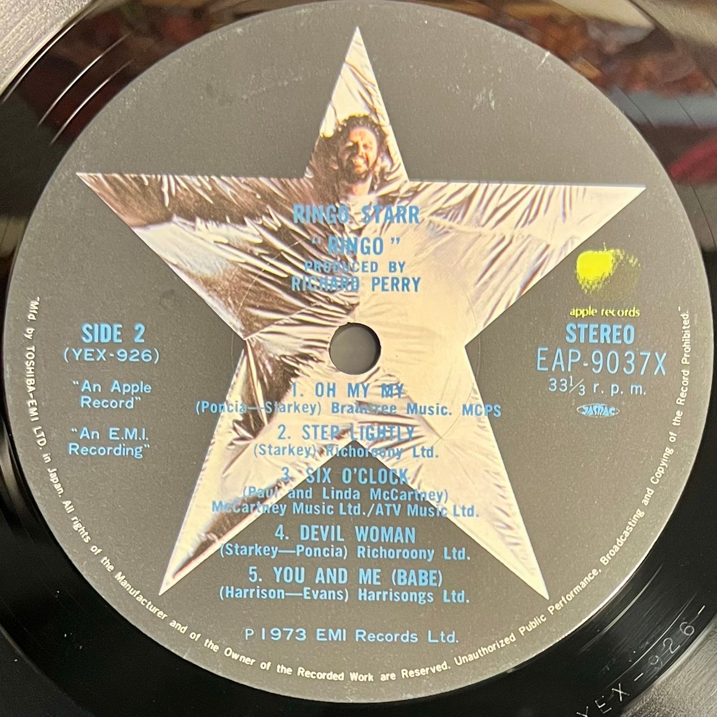 Ringo Starr - Ringo [LP - 1st Japan Press - 1973 - NM/VG+] | Apple Records (EAP-9037X) - 6