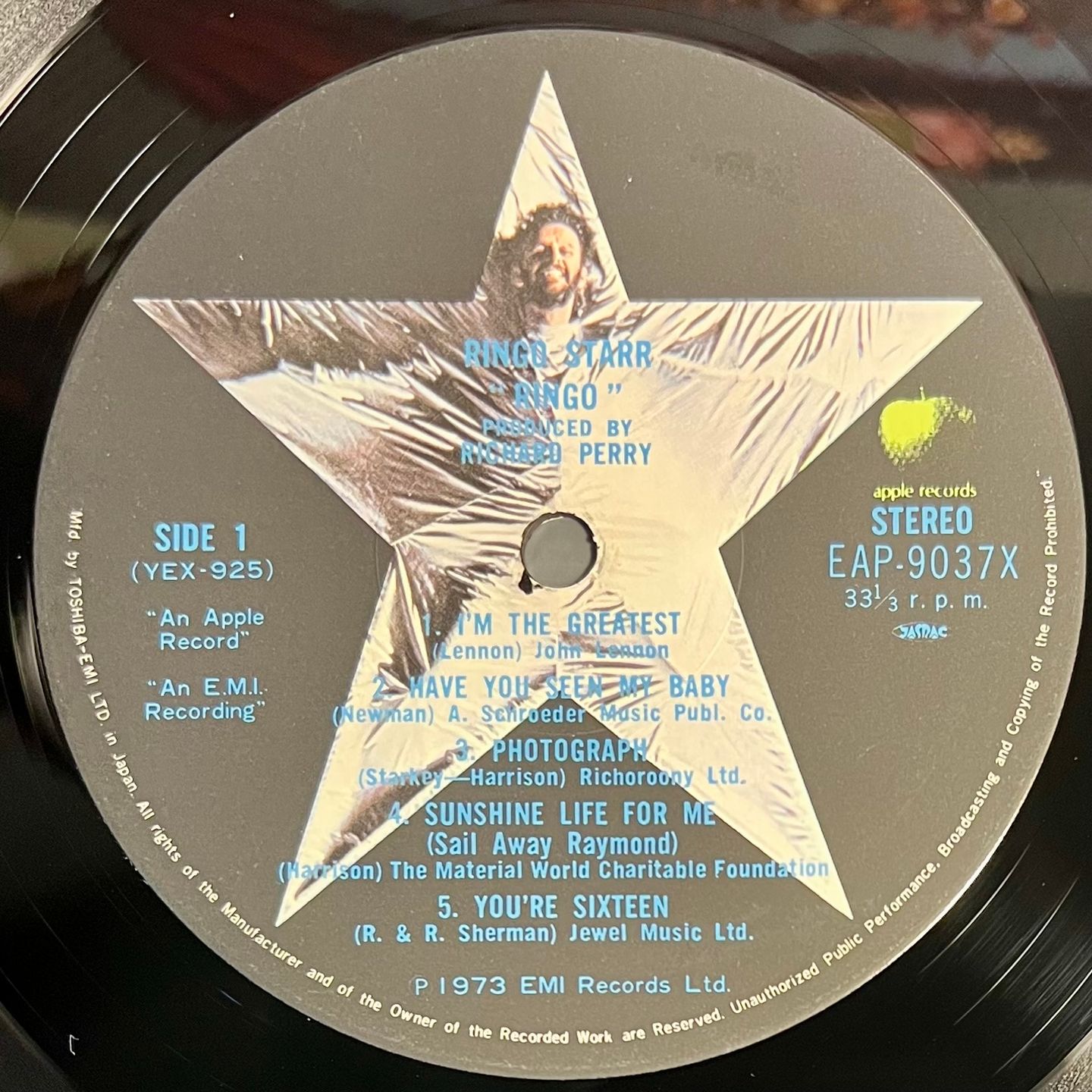 Ringo Starr - Ringo [LP - 1st Japan Press - 1973 - NM/VG+] | Apple Records (EAP-9037X) - 5