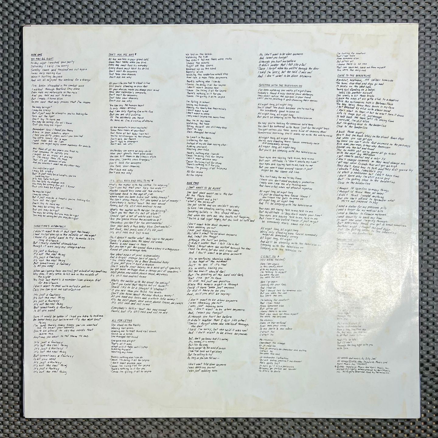 Billy Joel - Glass Houses [Vinyl LP - 1st Japan Press - 1980 - 25AP 1800 - Nm / Nm] | CBS/Sony (25AP 1800) - 9