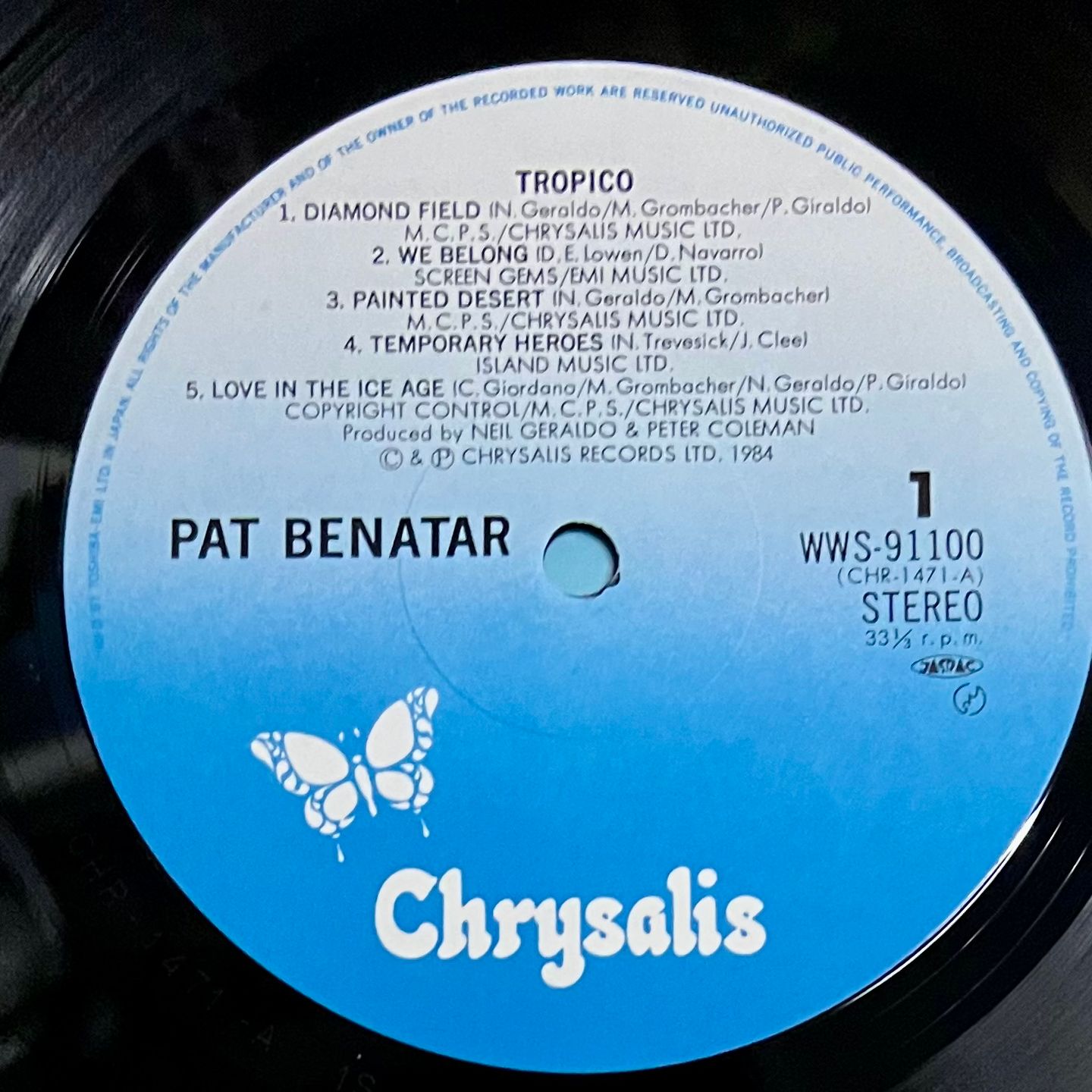 Pat Benatar - Tropico [Vinyl LP - 1st Japan Press - 1984 - WWS-91100 - Mint] Pop Rock | Chrysalis (WWS-91100) - 4