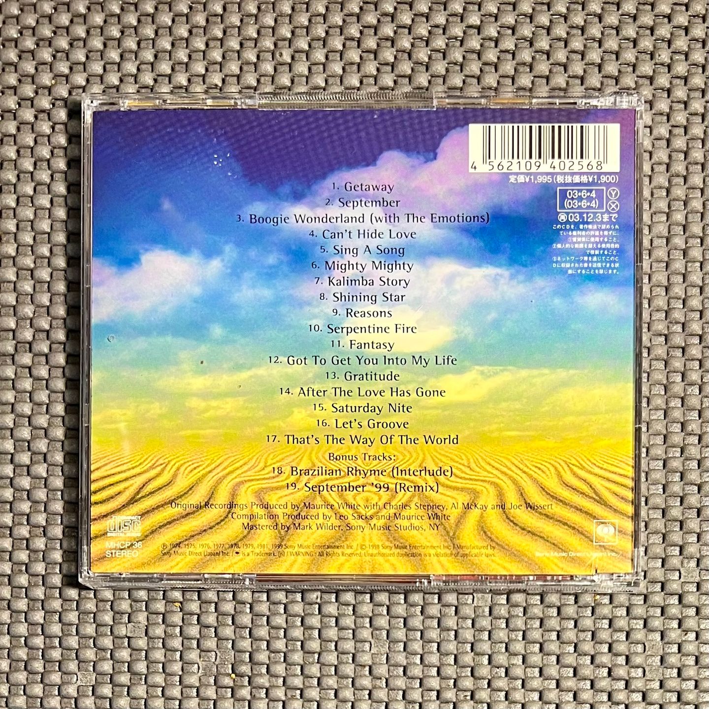 Earth, Wind & Fire - Getaway: Greatest Hits + 2 [CD - 1st Japan Press - 2003 - Mint/NM] | Sony Records Int'l (MHCP 36) - 2