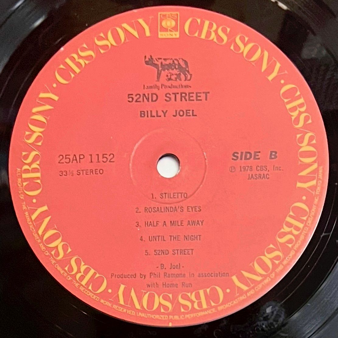 Billy Joel - 52nd Street [Vinyl LP - 1st Japan Press - 1978 - 25AP 1152 - EX to NM/NM] Pop Rock | CBS/Sony (25AP 1152) - 5