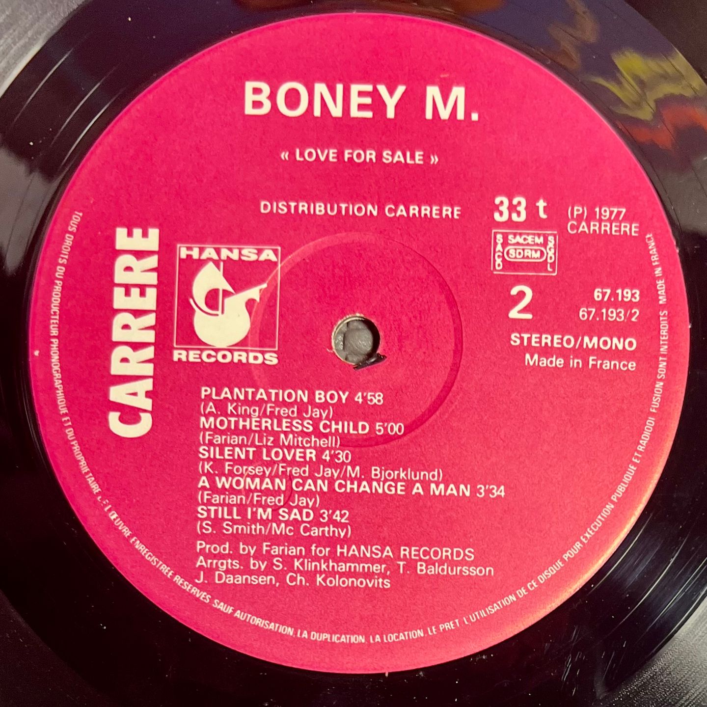 Boney M. - Love For Sale [Vinyl LP - OG FR - 1977 - VG:VG+] | Carrere (67.193) - 5