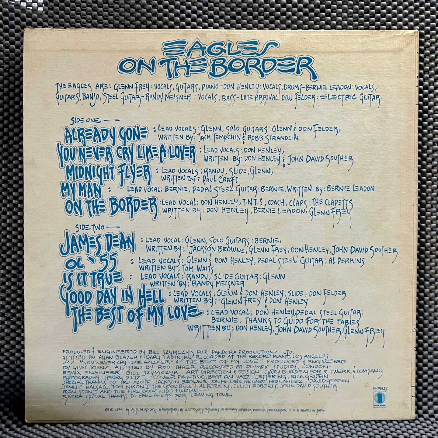 Eagles - On The Border [Vinyl LP - Japan Press - 1977 - VG+:VG+] Rock | Asylum Records (P-10342Y) - 3