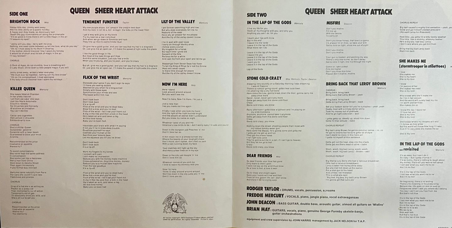 Queen - Sheer Heart Attack [Vinyl LP - 1st Japan Press - 1974 - P-8516E - NM/NM] Rock | Elektra (P-8516E) - 7