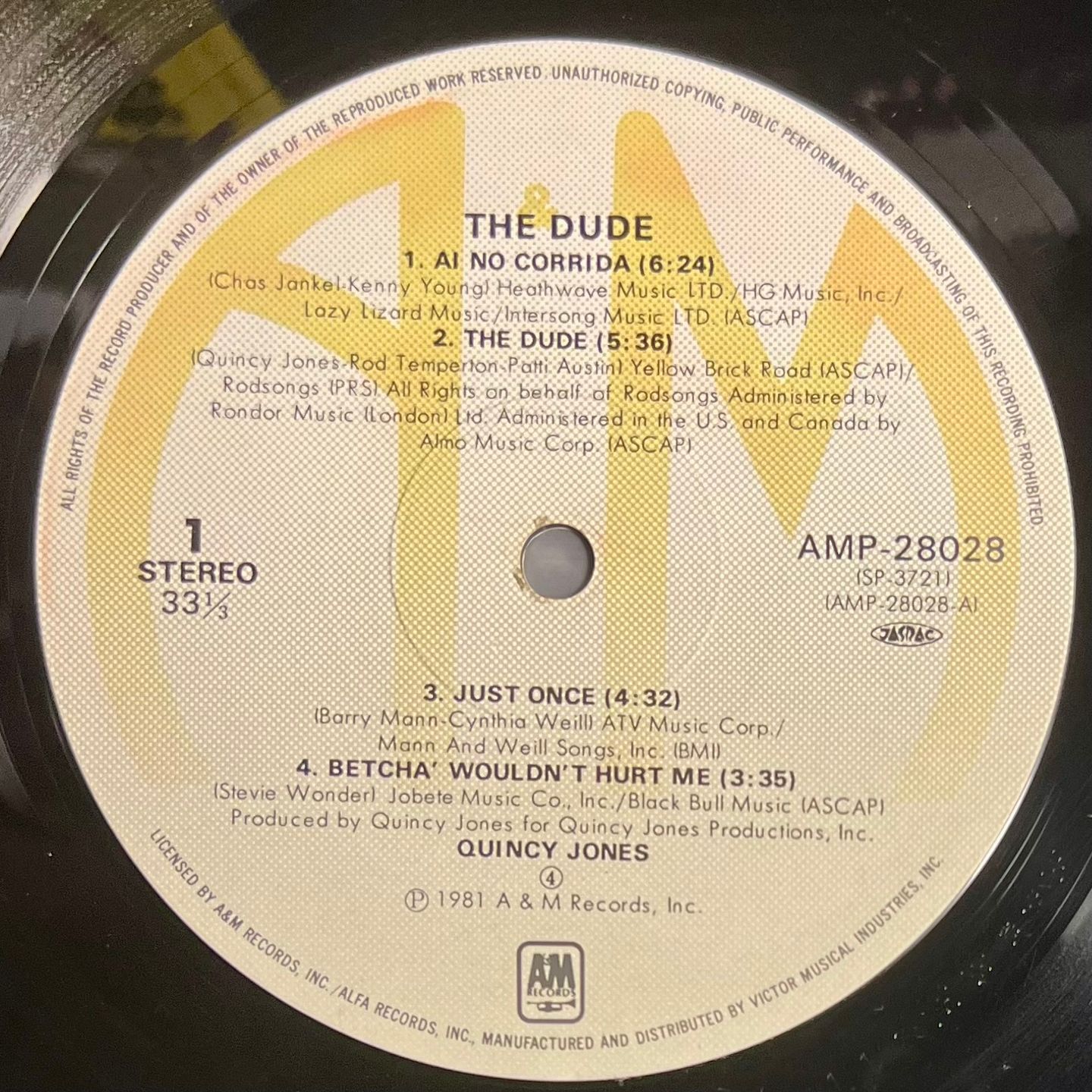 Quincy Jones - The Dude [Vinyl LP - 1st Japan Press - 1984 - EX/VG+] | A&M Records (AMP-28028) - 4