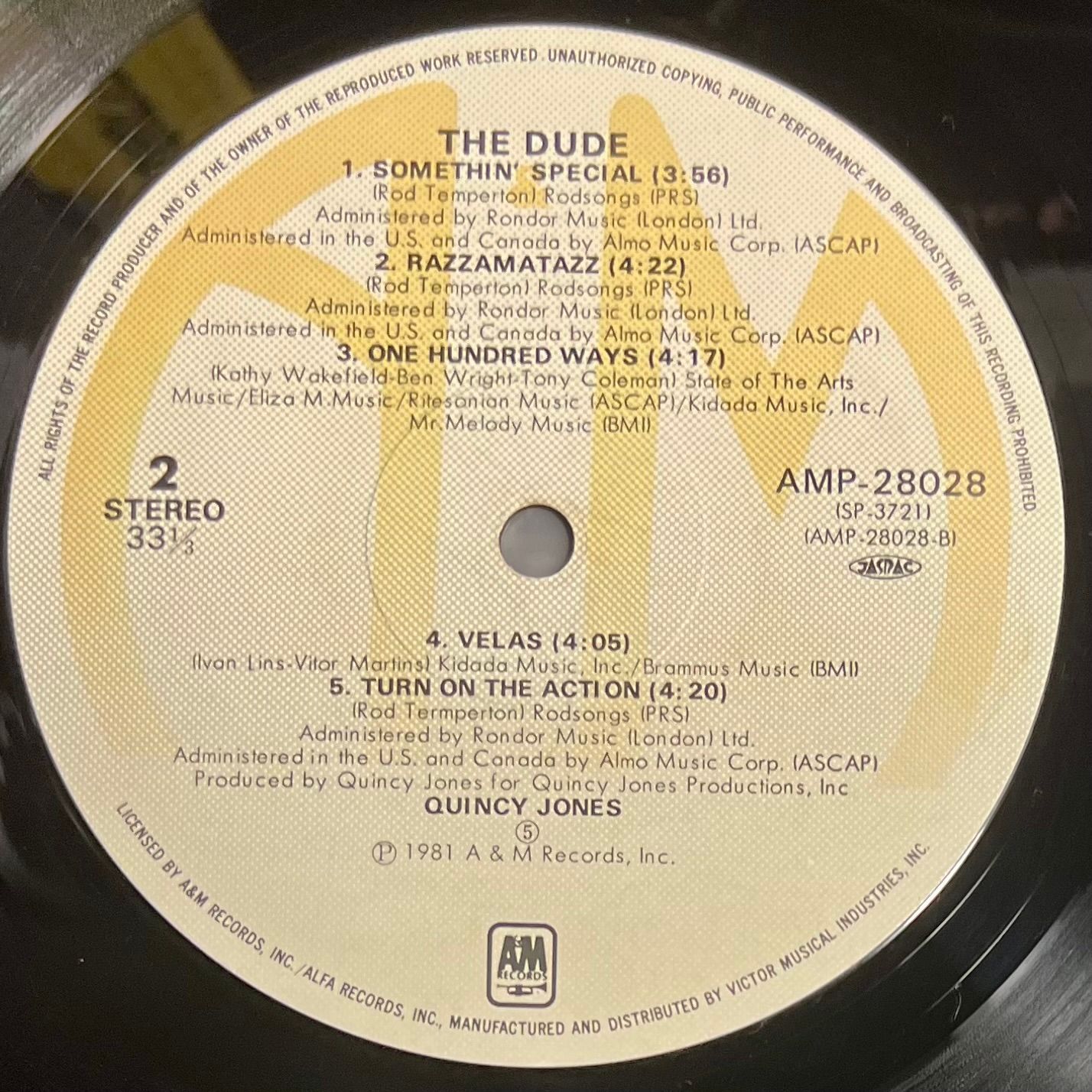 Quincy Jones - The Dude [Vinyl LP - 1st Japan Press - 1984 - EX/VG+] | A&M Records (AMP-28028) - 5