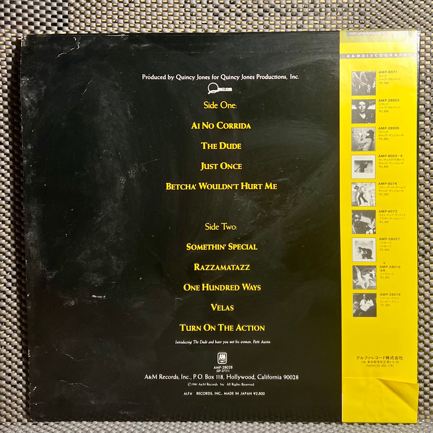 Quincy Jones - The Dude [Vinyl LP - 1st Japan Press - 1984 - EX/VG+] | A&M Records (AMP-28028) - 3