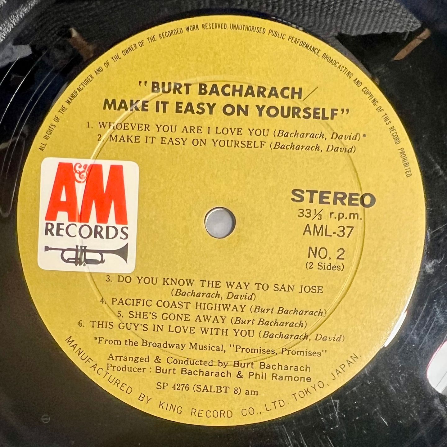 Burt Bacharach - Make It Easy On Yourself [Vinyl LP - 1st Japan Press - 1969 - EX/VG+] | A&M Records (AML 37) - 5