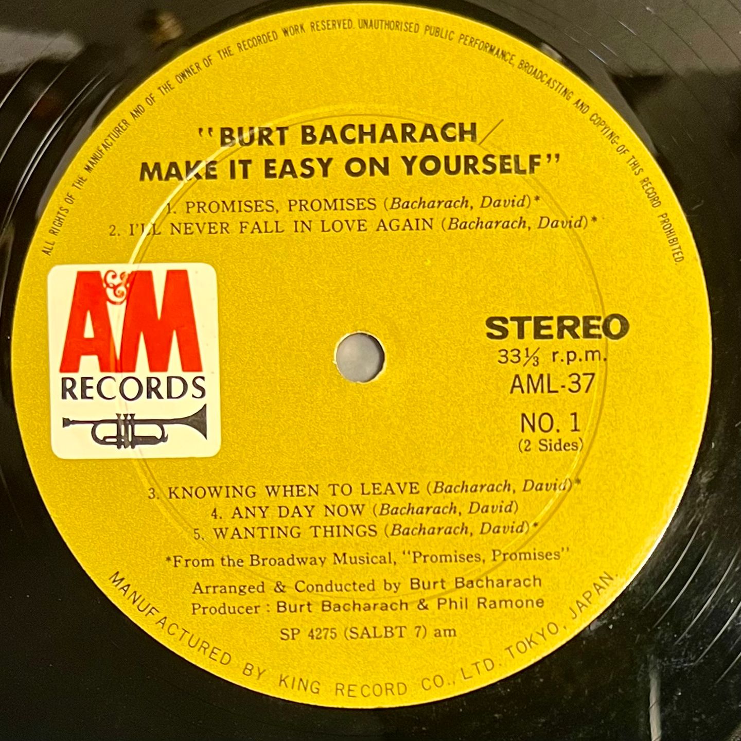 Burt Bacharach - Make It Easy On Yourself [Vinyl LP - 1st Japan Press - 1969 - EX/VG+] | A&M Records (AML 37) - 4