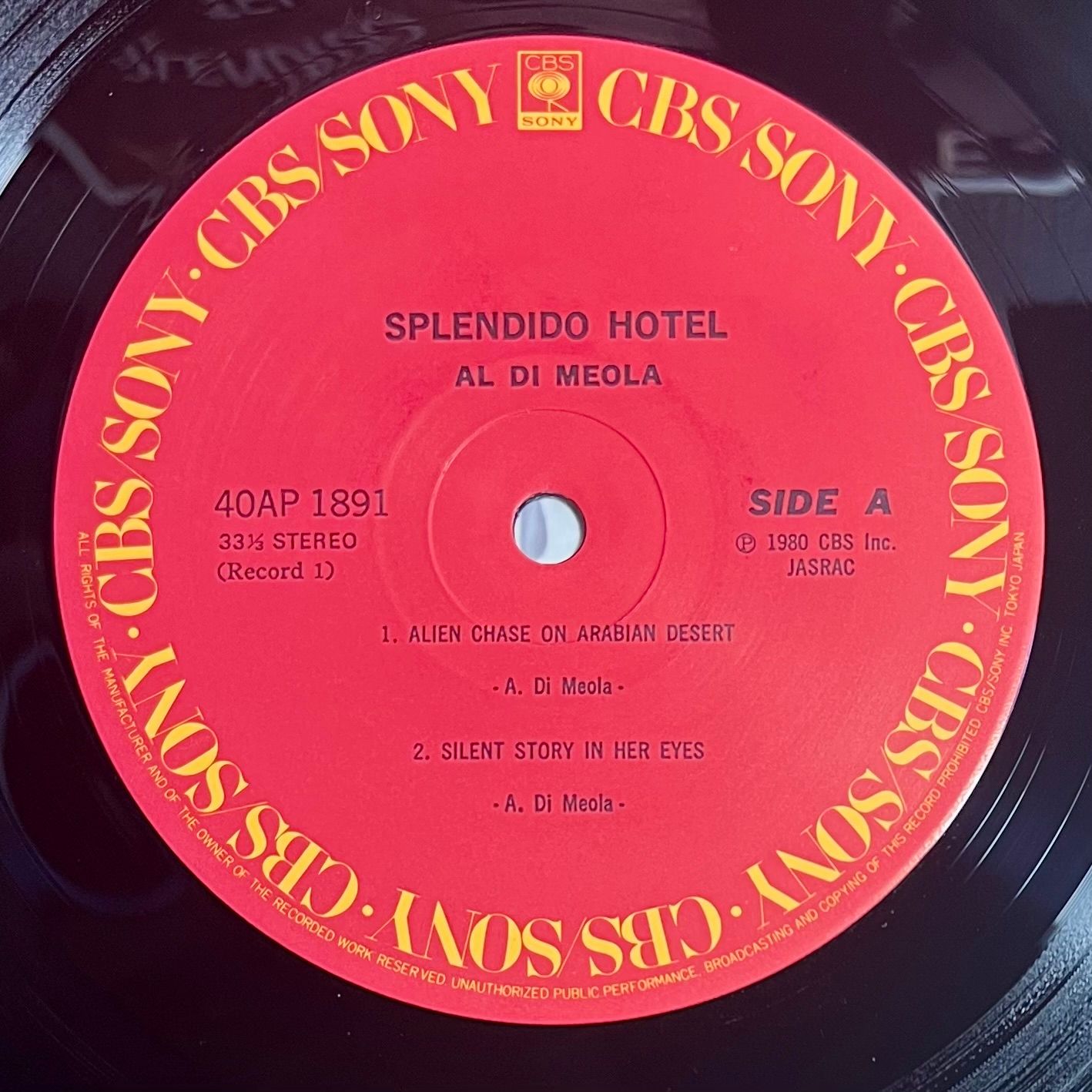 Al Di Meola - Splendido Hotel [2x Vinyl LP - 1st Japan Press - 1980 - CBS 40AP 1891~2 - Mint, Gatefold, no Obi. with Insert] Jazz Rock | CBS/Sony (40AP 1891~2) - 5