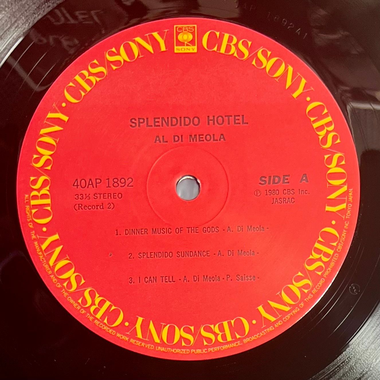 Al Di Meola - Splendido Hotel [2x Vinyl LP - 1st Japan Press - 1980 - CBS 40AP 1891~2 - Mint, Gatefold, no Obi. with Insert] Jazz Rock | CBS/Sony (40AP 1891~2) - 7