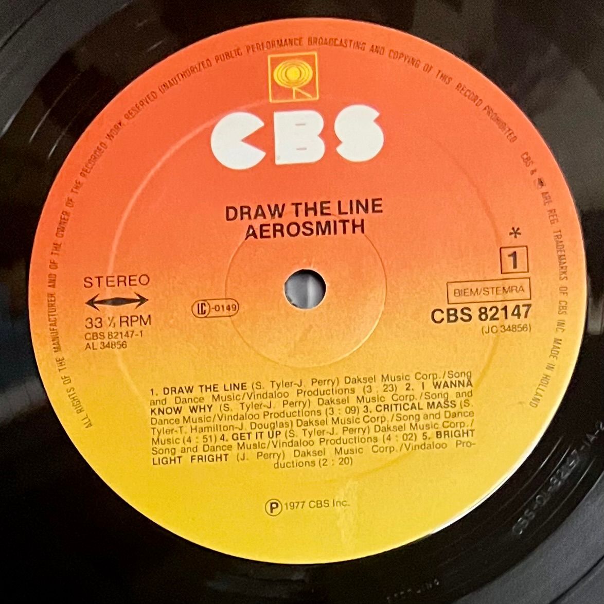 Aerosmith - Draw The Line [Vinyl LP - 1st EU press - 1977 - CBS 82147 - VG+/VG+] | CBS (82147) - 3