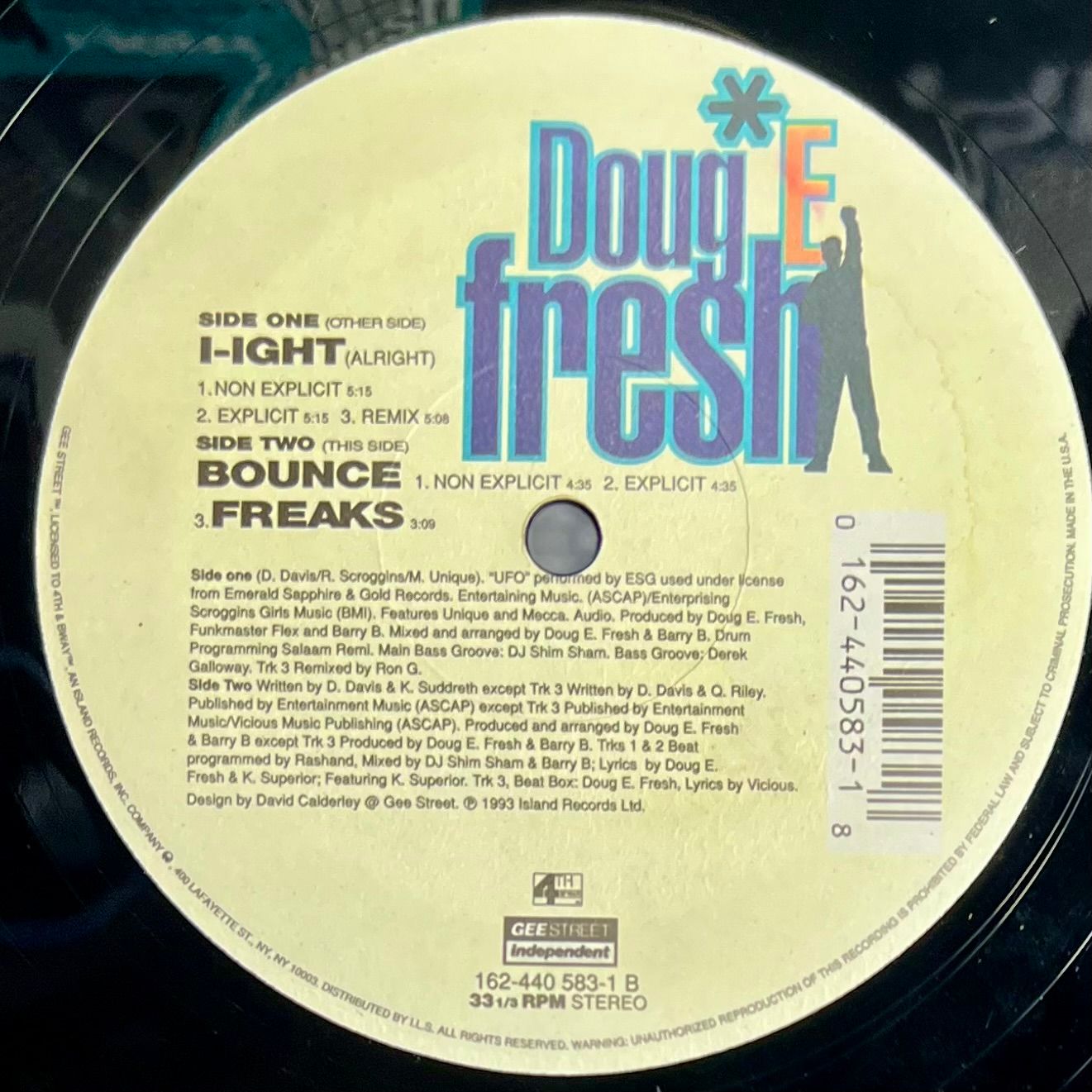 Doug E. Fresh - I-Ight (Alright) [Vinyl EP 12" - 1st US Press - 1993 - NM/NM] Hip Hop | Gee Street Independent (162-440 583-1) - 4