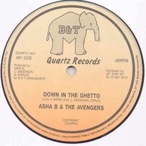 Asha B & The Avengers - It's Too Late / Down In The Ghetto | Quartz Records (QUARTZ 002)